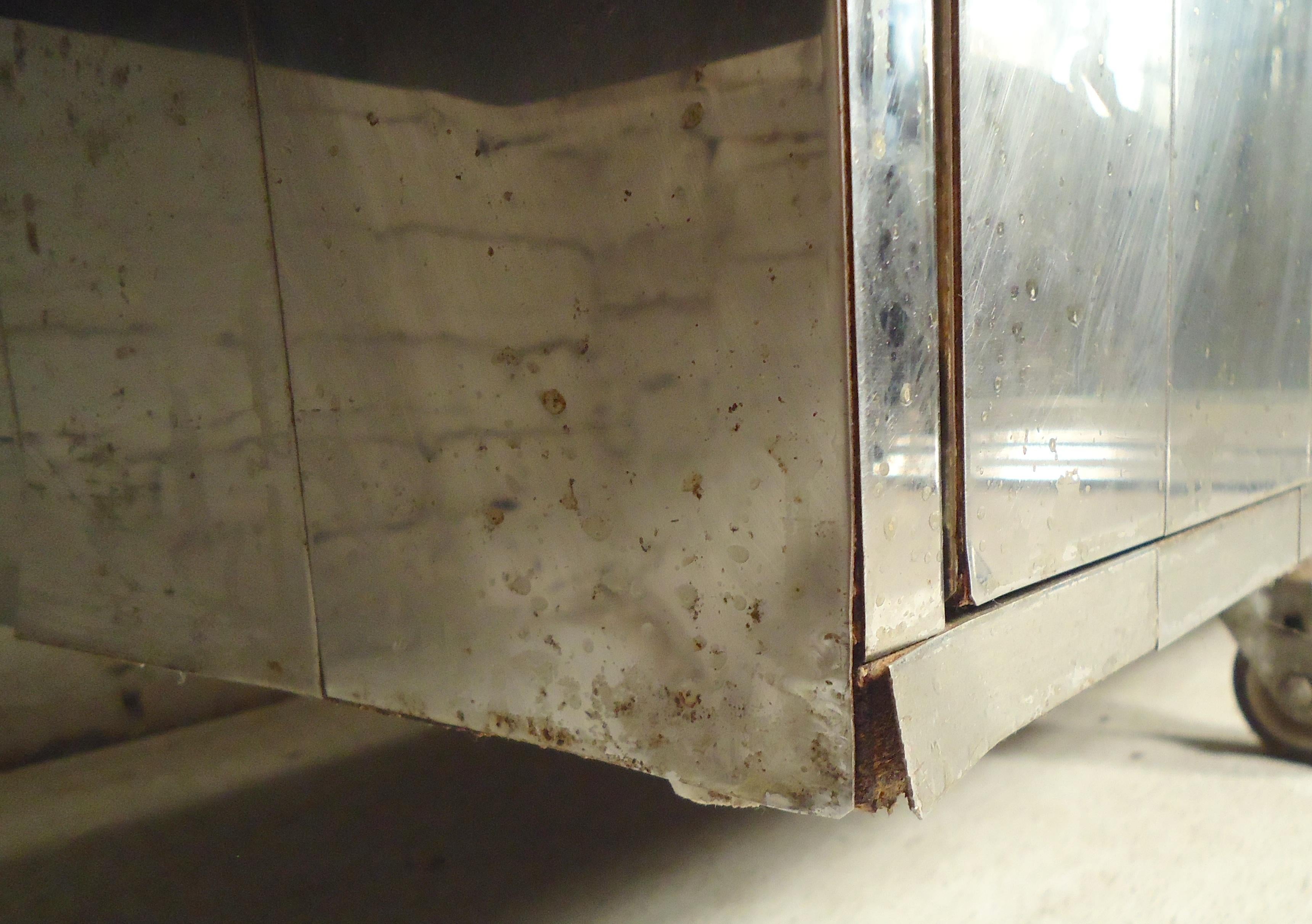 Chrome Paul Evans Burl Wood Credenza For Sale