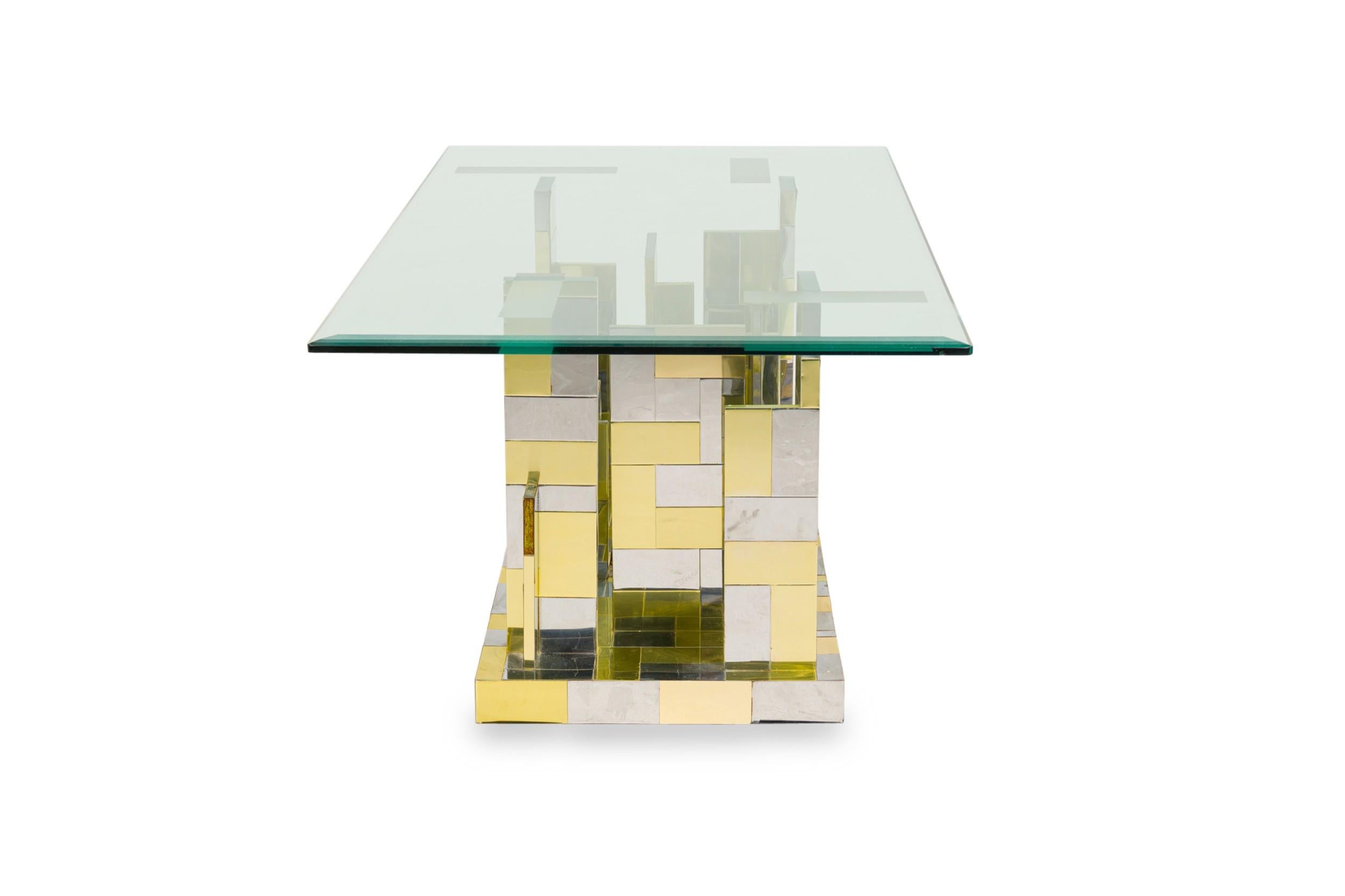 Mid-Century Modern Paul Evans Chrome & Brass Plated Cityscape Dining Table Base en vente