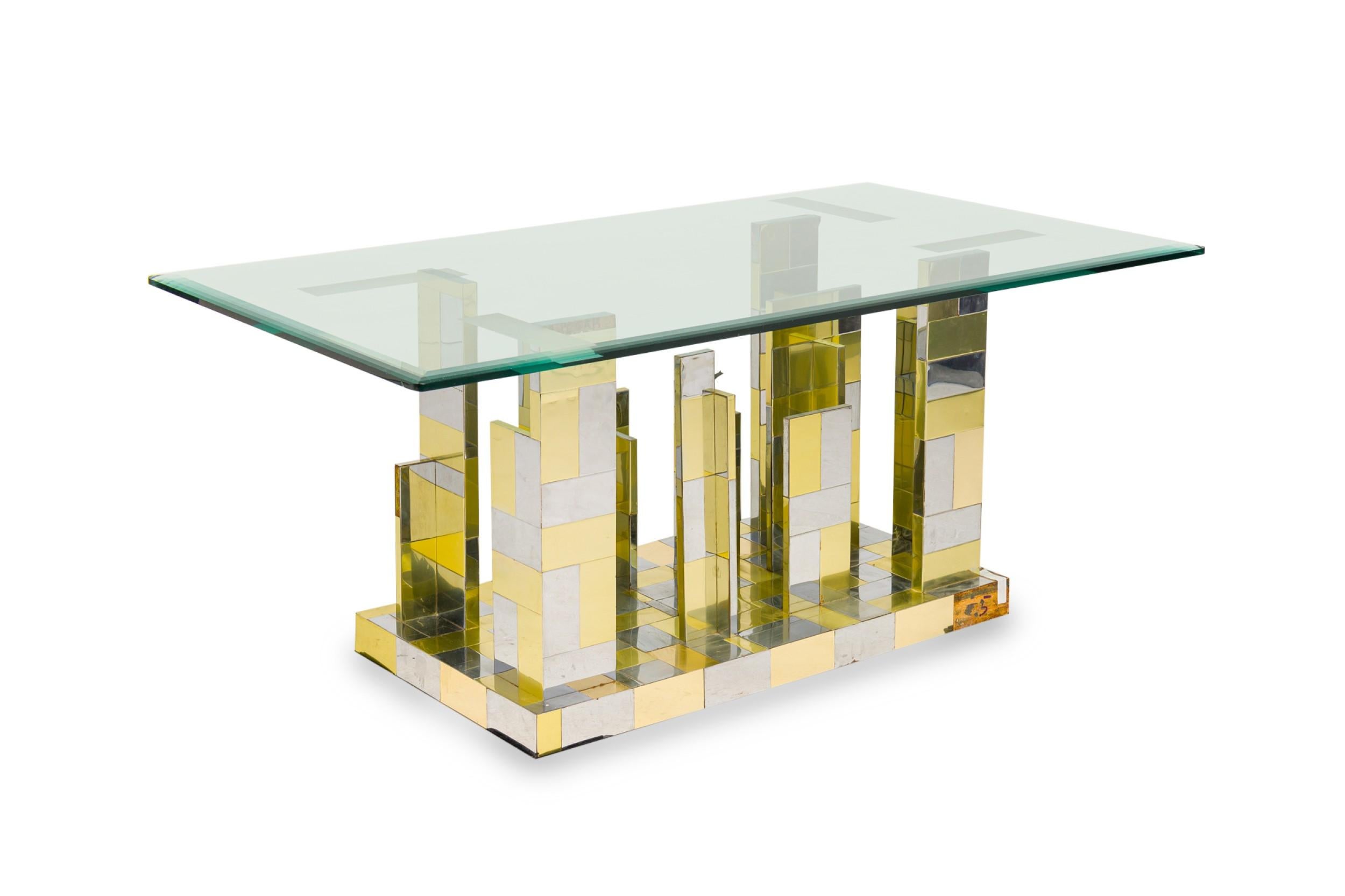 Américain Paul Evans Chrome & Brass Plated Cityscape Dining Table Base en vente