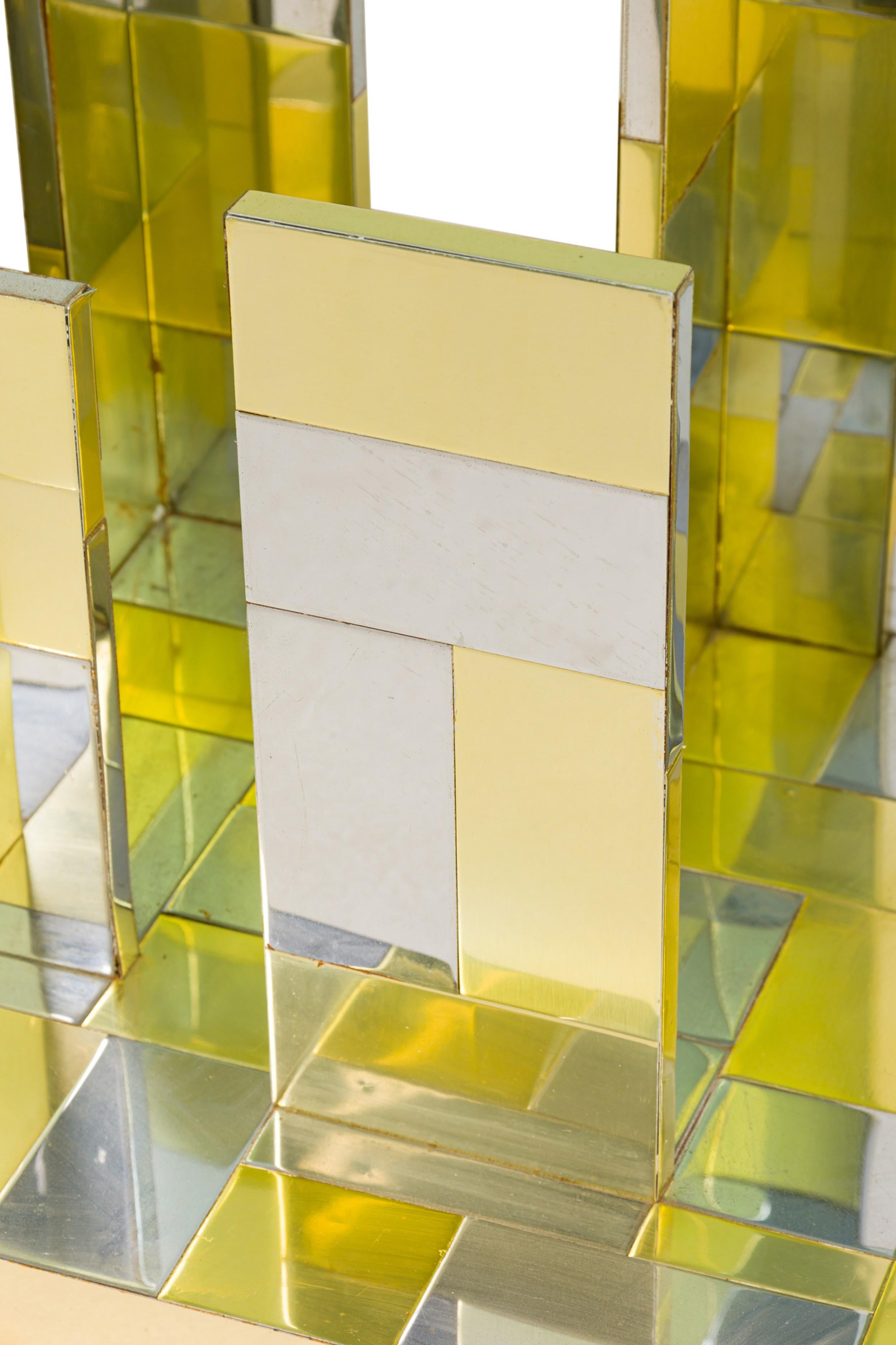 Paul Evans Chrome & Brass Plated Cityscape Dining Table Base État moyen - En vente à Queens, NY