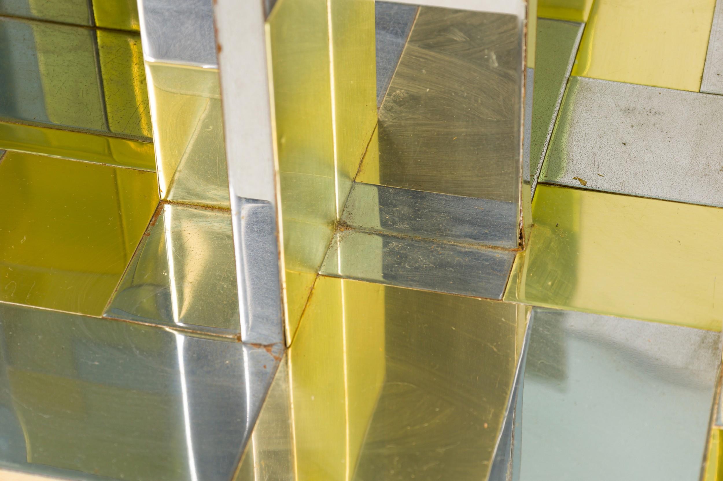 Paul Evans Chrome & Brass Plated Cityscape Dining Table Base en vente 2