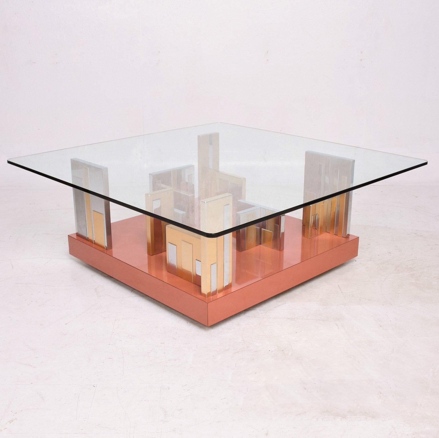 Mid Century Modern Brutalist Paul Evans City Scape Coffee Table In Good Condition In Chula Vista, CA