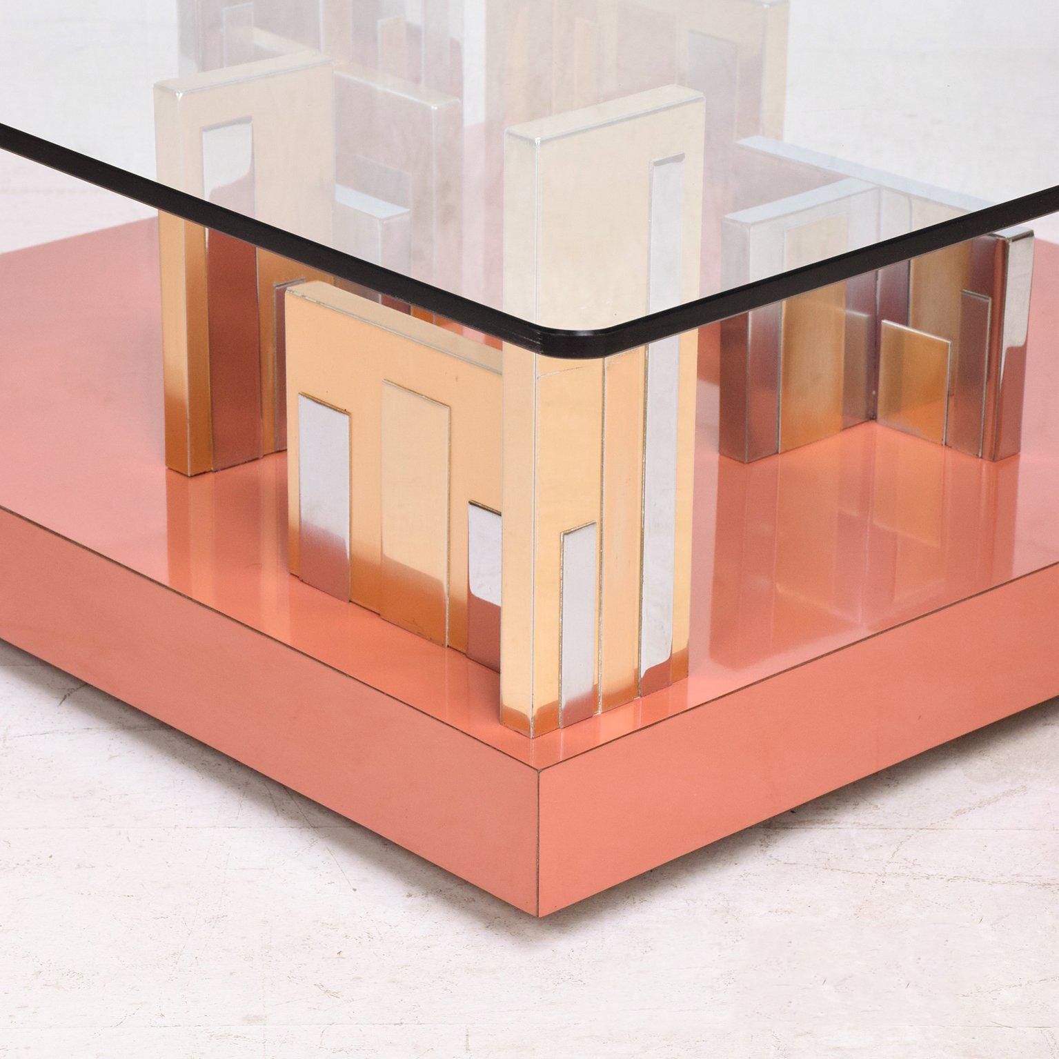 Late 20th Century Mid Century Modern Brutalist Paul Evans City Scape Coffee Table