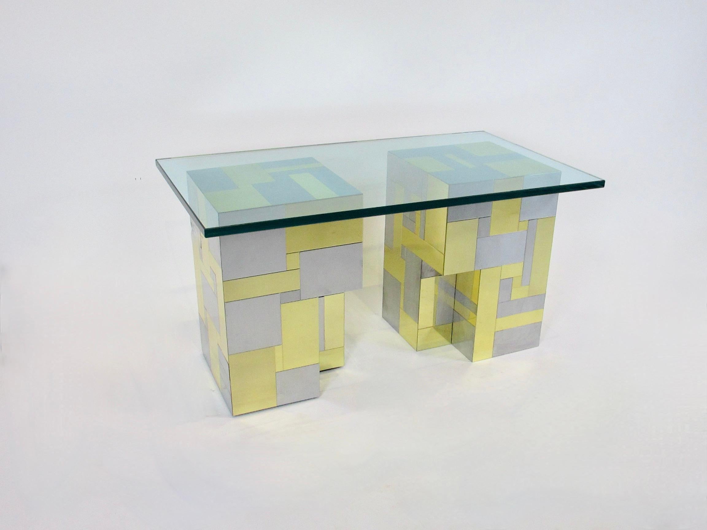 Brass Paul Evans City Scape for Directional Cubes as End Tables or Coffee Table