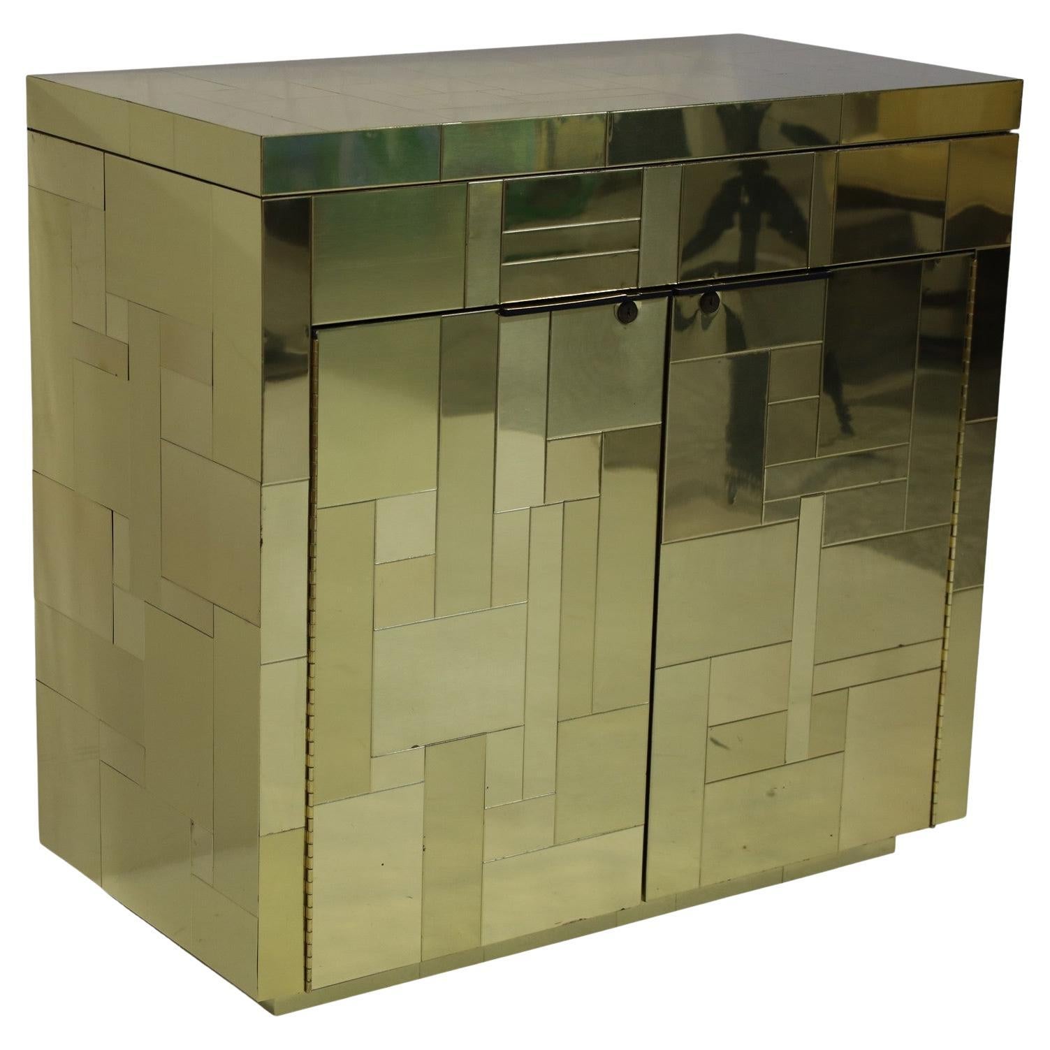 Paul Evans Cityscape Bar Cart in Brass For Sale