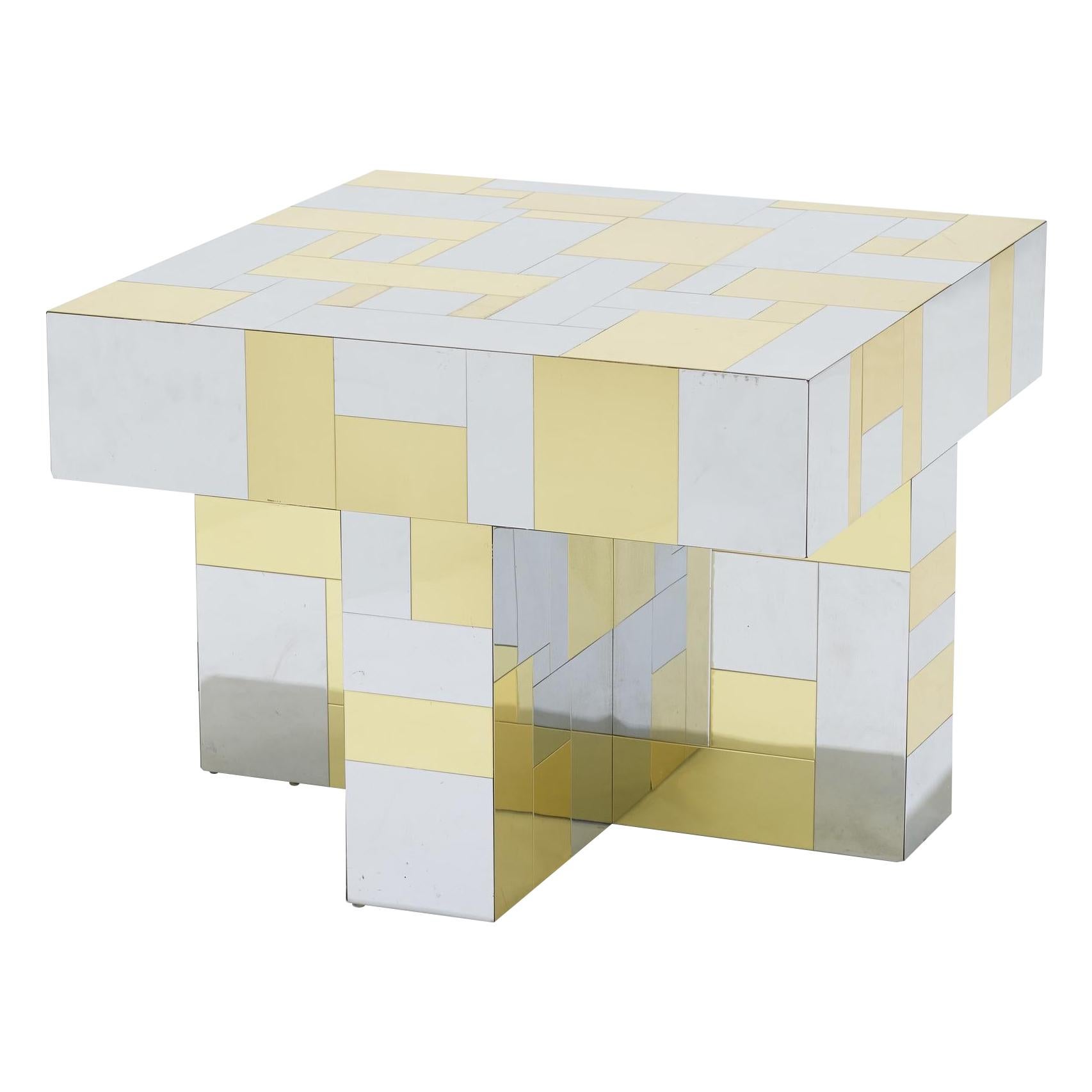 Paul Evans, Cityscape Brass and Chrome Occasional Table, PE 400 Series