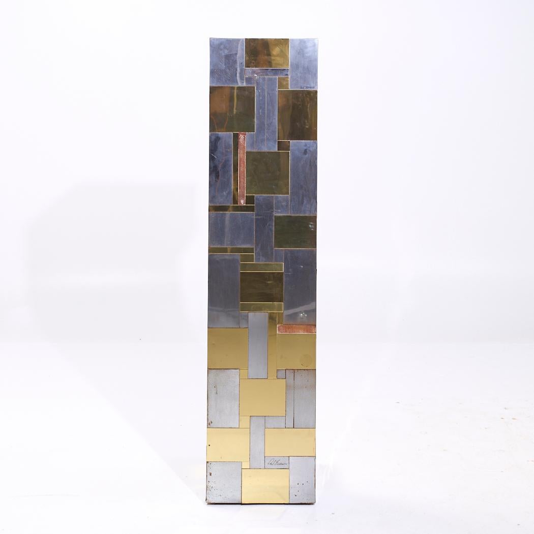 XX secolo Paul Evans Cityscape Brass and Chrome Pedestal in vendita