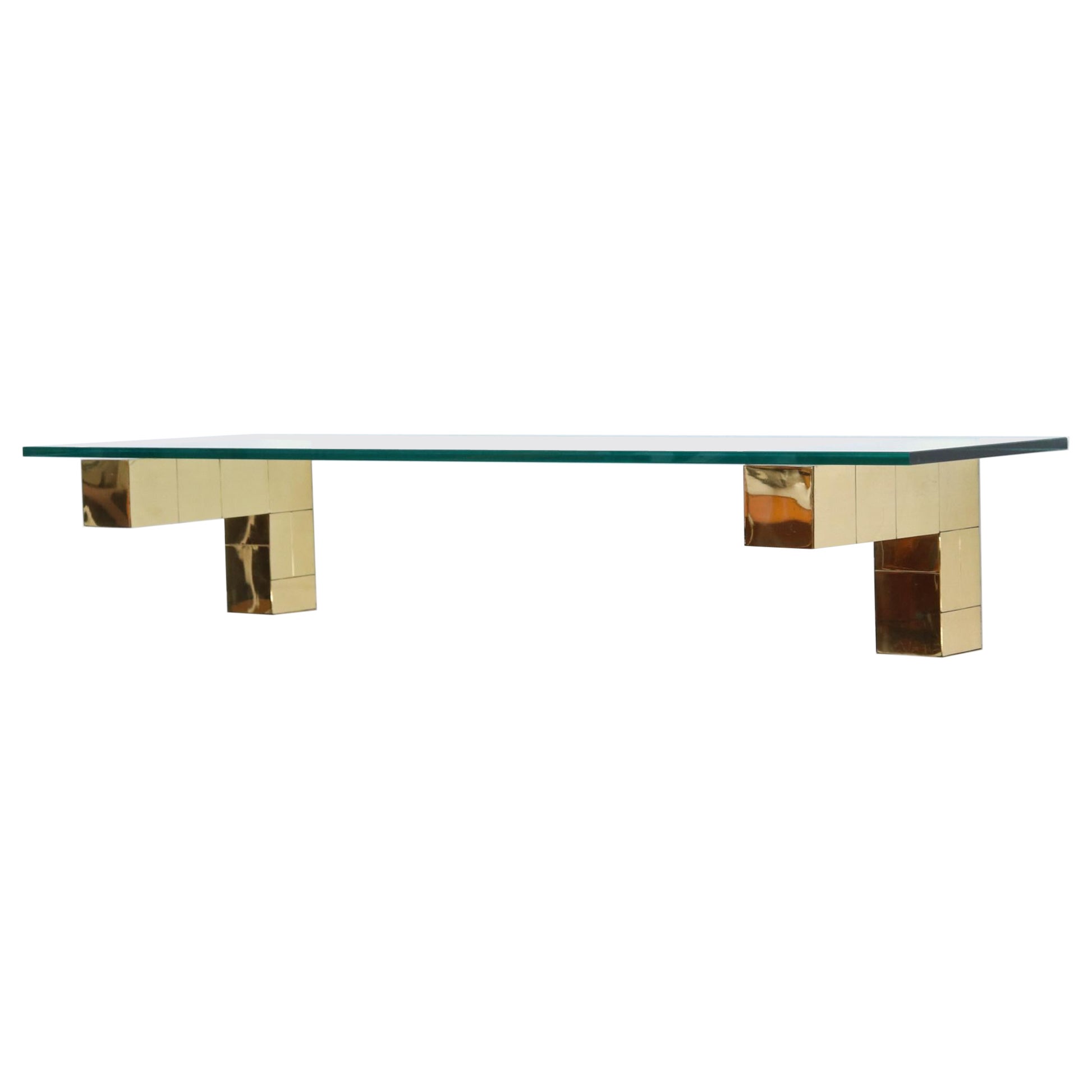 Paul Evans Cityscape Brass and Glass Wall Mount Shelf