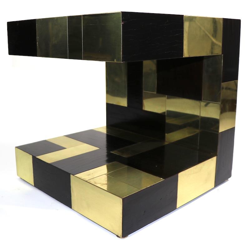 Paul Evans Cityscape Brass and Wood Side Table For Sale 13