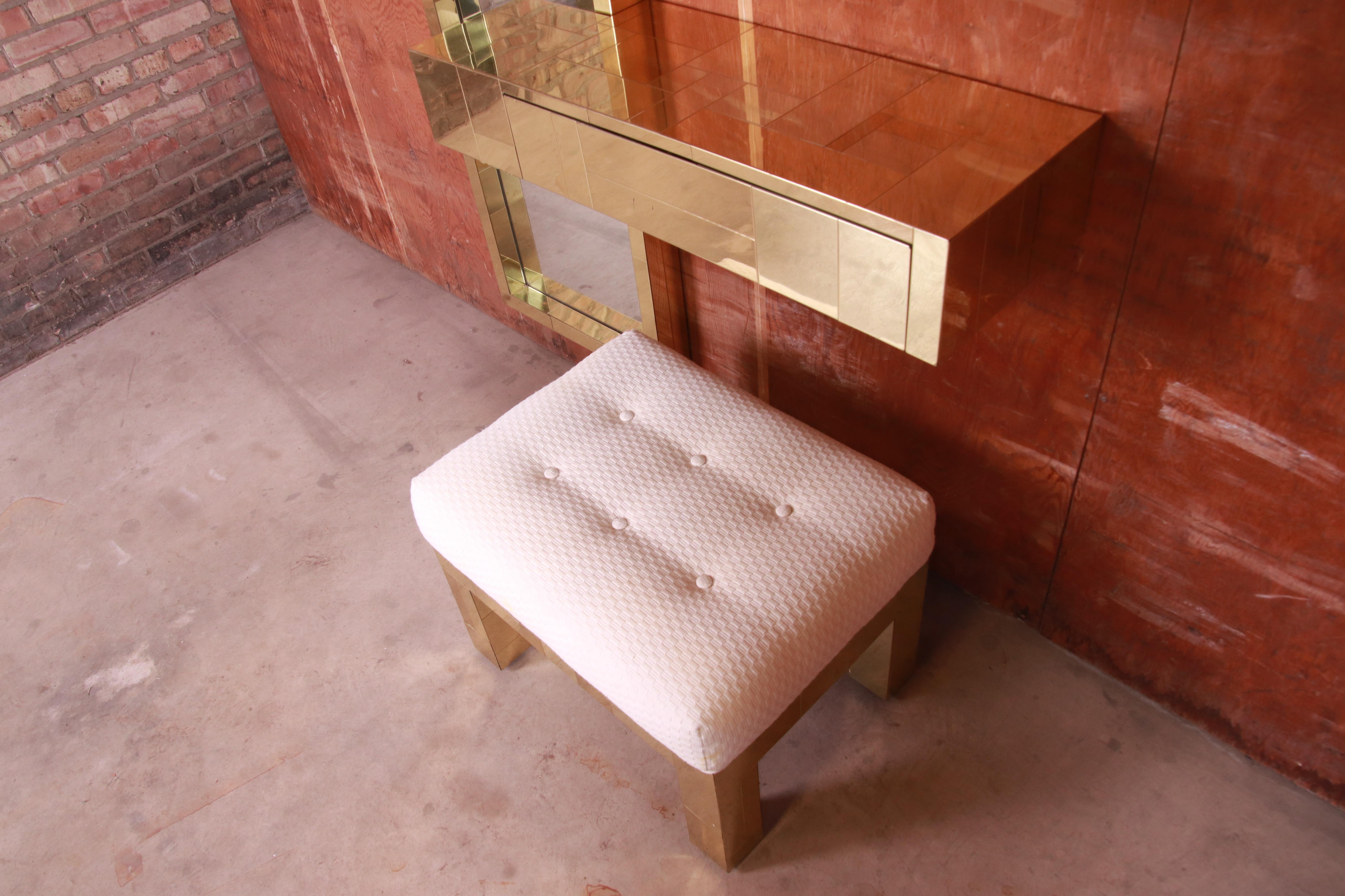 Late 20th Century Paul Evans Cityscape Brass Mirror and Floating Console with Parsons Bench, 1973