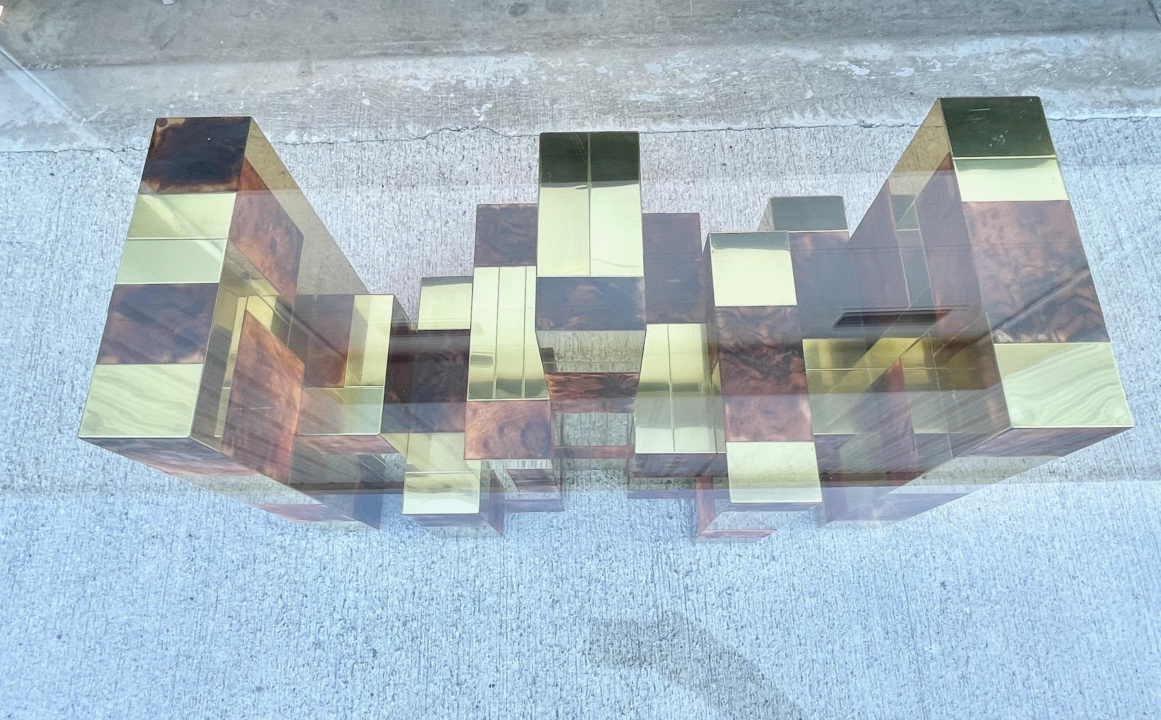 Paul Evans Dining Table Cityscape Burl & Brass For Sale 8