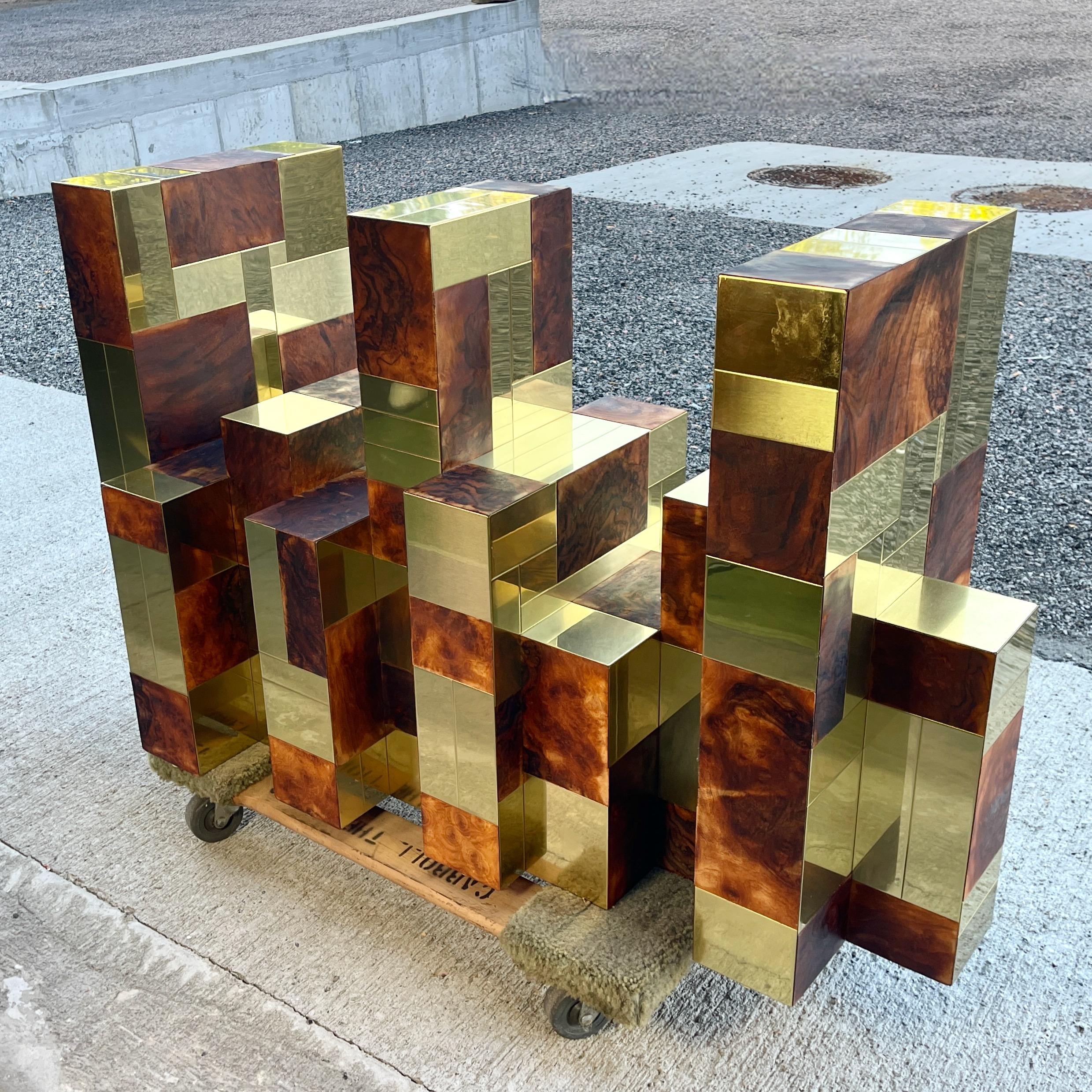 Paul Evans Dining Table Cityscape Burl & Brass For Sale 10