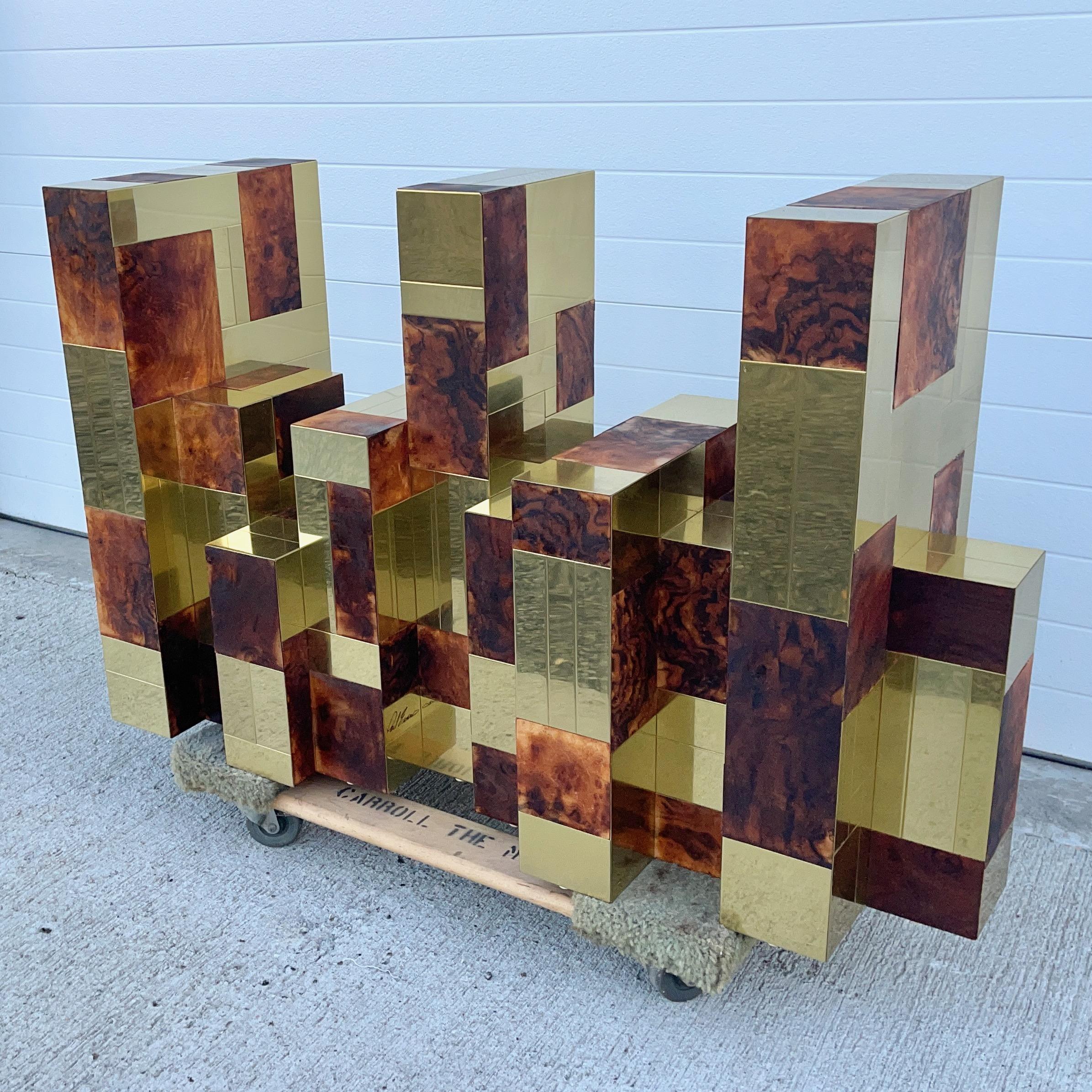 Paul Evans Dining Table Cityscape Burl & Brass For Sale 12