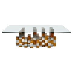 Paul Evans Cityscape Burl, Chrome, and Glass Skyline Dining Table