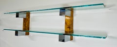 Paul Evans Cityscape Chrome And Burlwood Double Wall Hanging Shelf