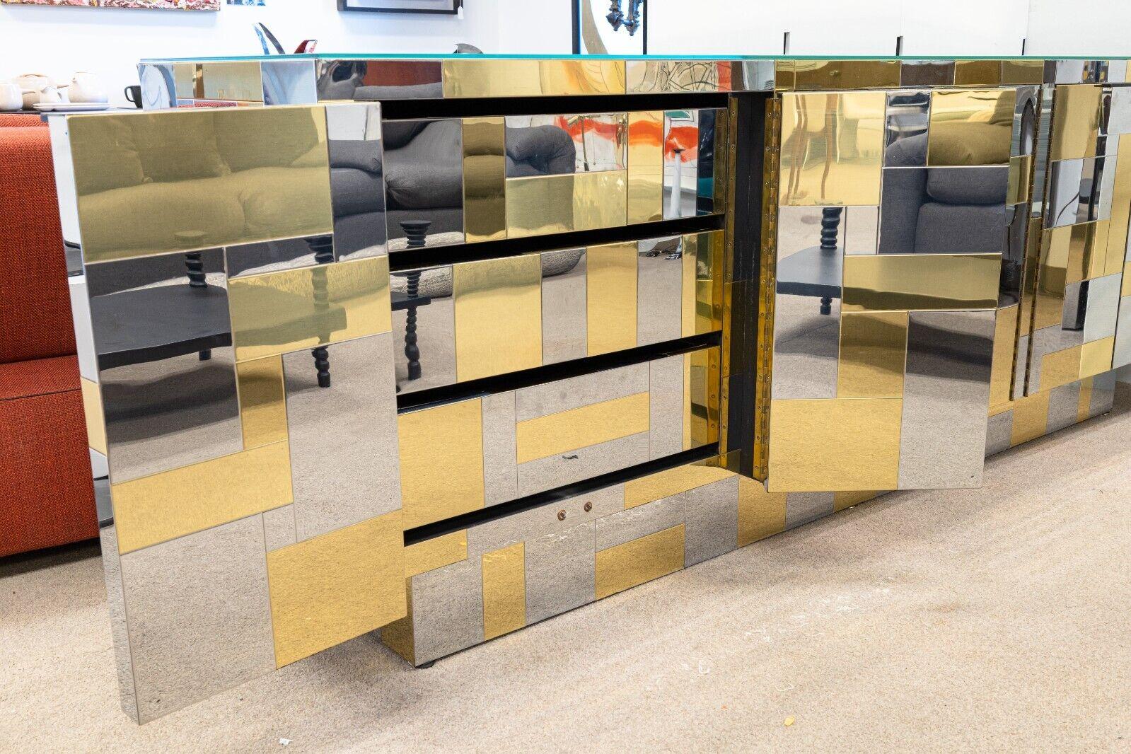Paul Evans Cityscape Chrome & Brass Credenza for Directional 6