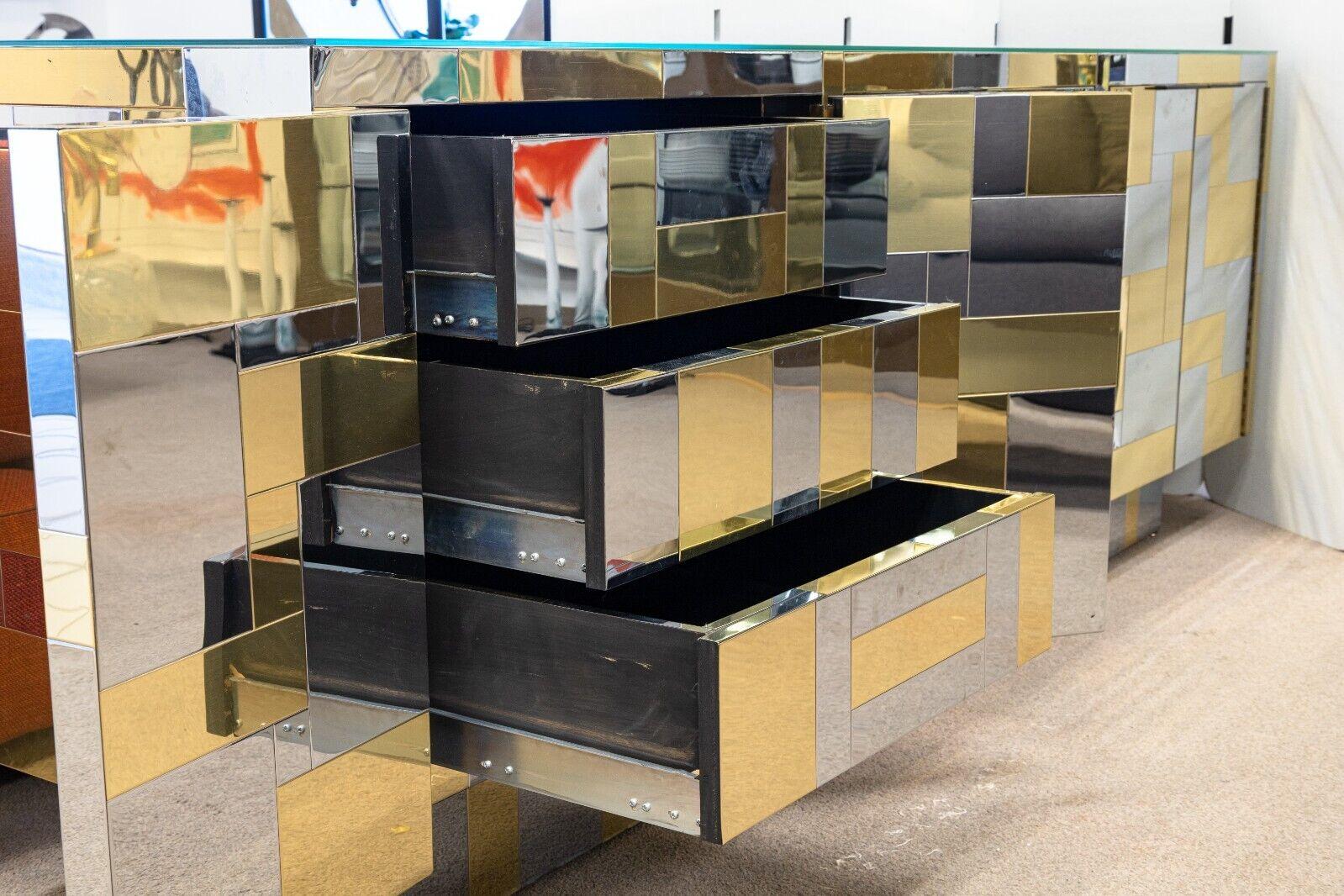 Paul Evans Cityscape Chrome & Brass Credenza for Directional 7