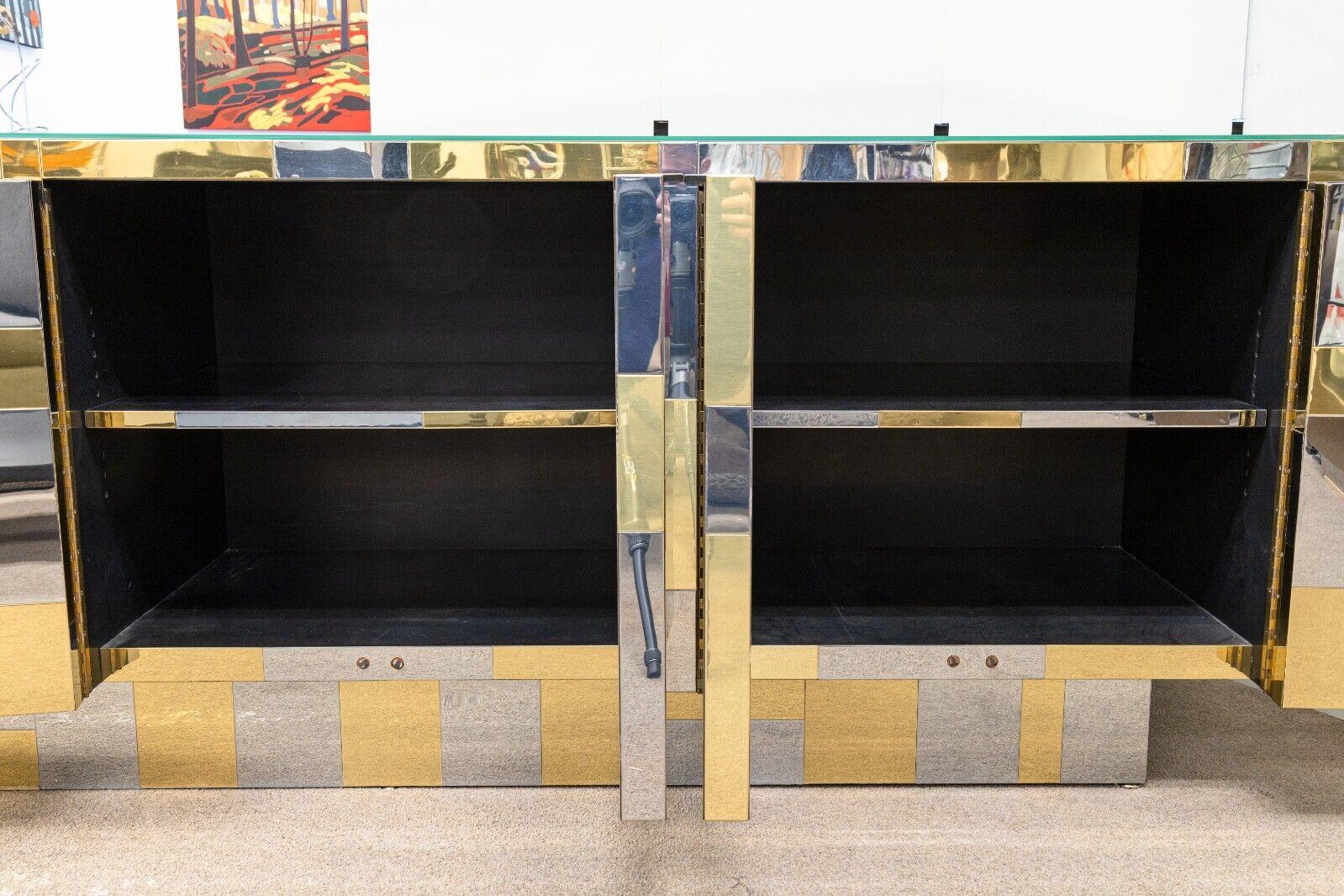 Paul Evans Cityscape Chrome & Brass Credenza for Directional 8