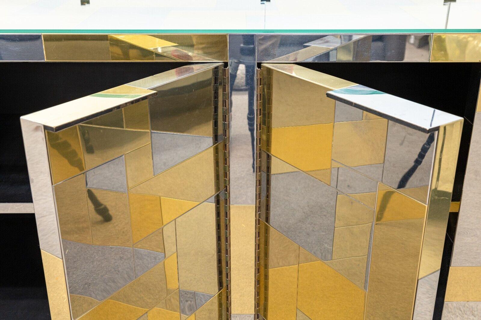 Paul Evans Cityscape Chrome & Brass Credenza for Directional 9