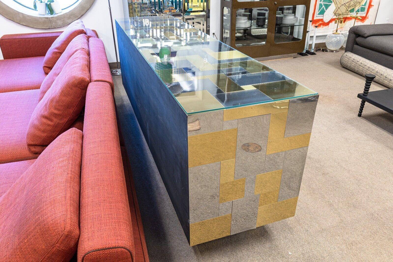 Paul Evans Cityscape Chrome & Brass Credenza for Directional 14