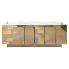 Paul Evans Cityscape Chrome & Brass Credenza for Directional