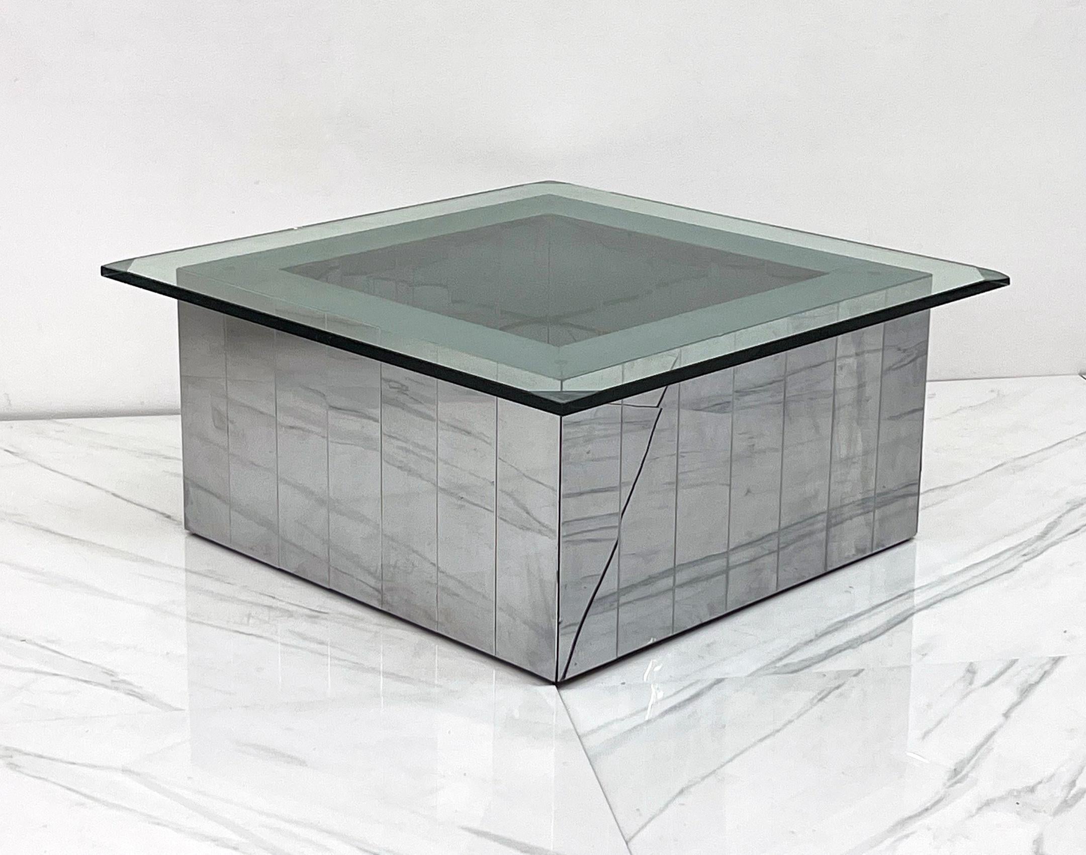 Paul Evans Cityscape Chrome Coffee Table, 1970's, Signed 2