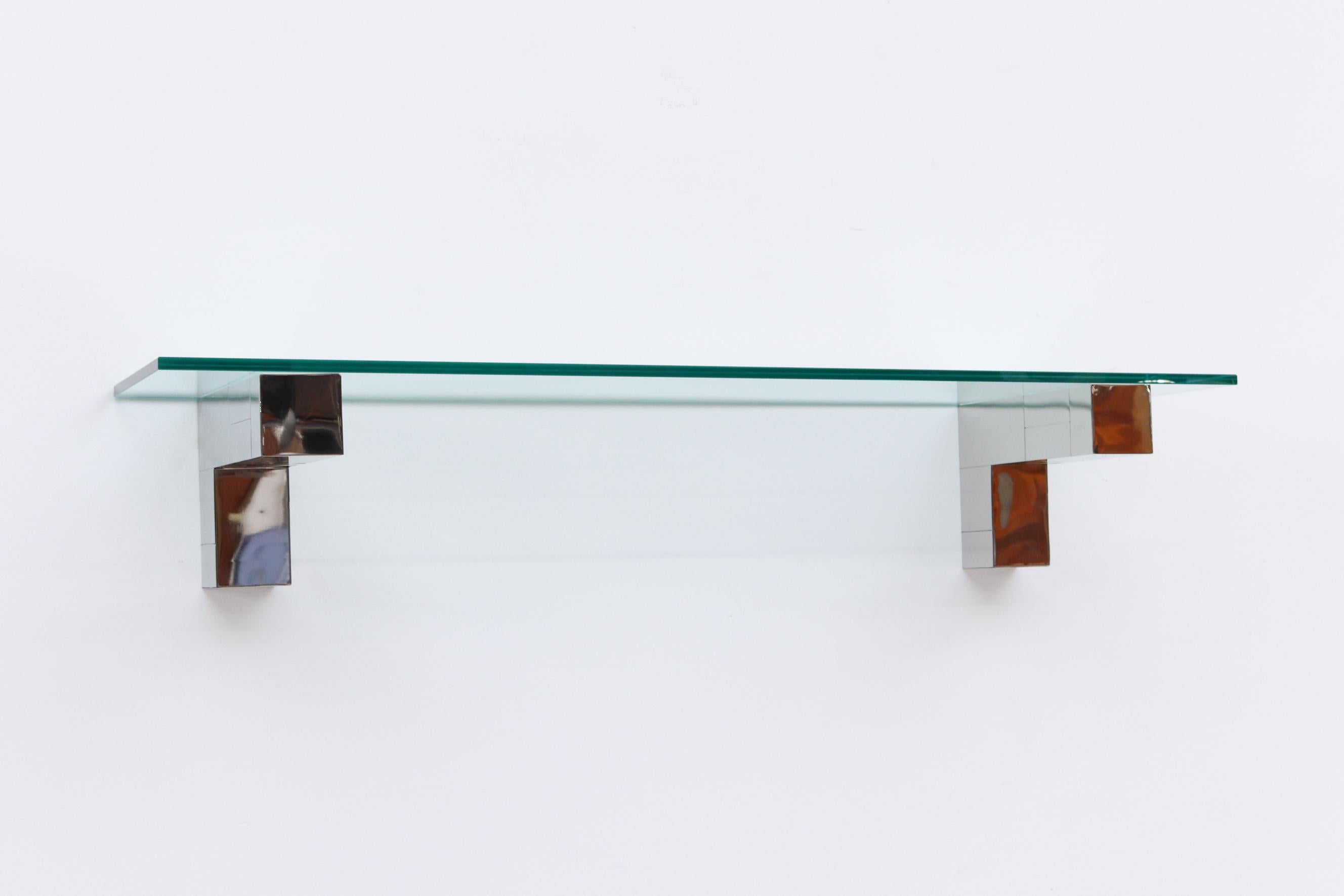 American Paul Evans Cityscape Chrome and Glass Shelf For Sale