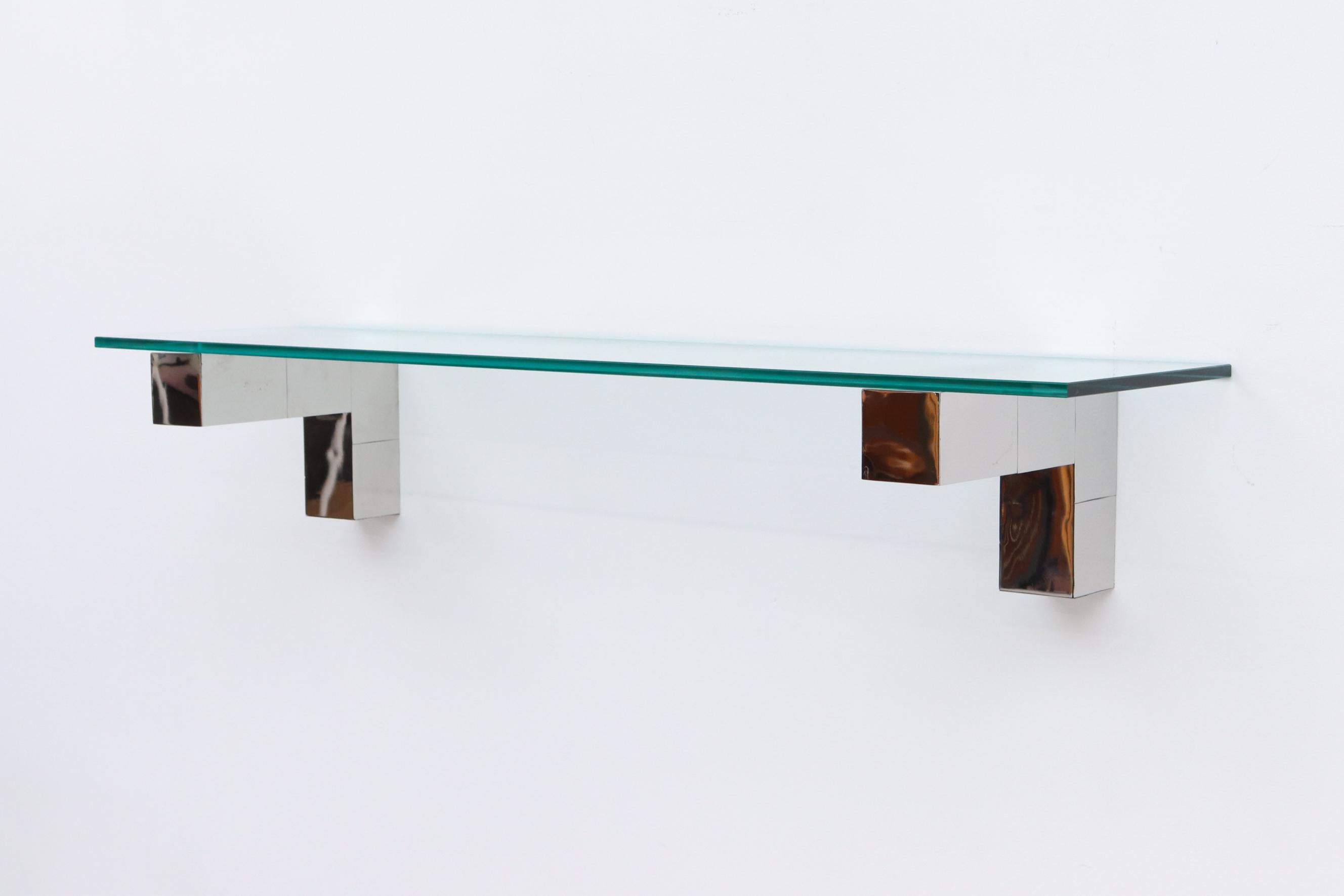 Paul Evans Cityscape Chrome and Glass Shelf In Good Condition For Sale In Los Angeles, CA