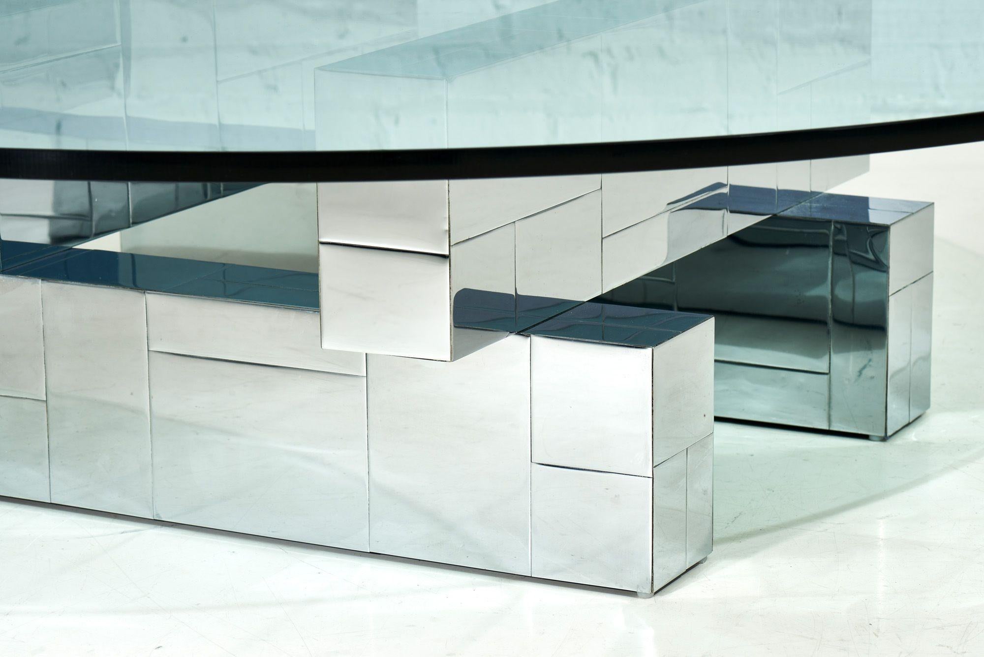 Glass Paul Evans Cityscape Coffee Table, 1970