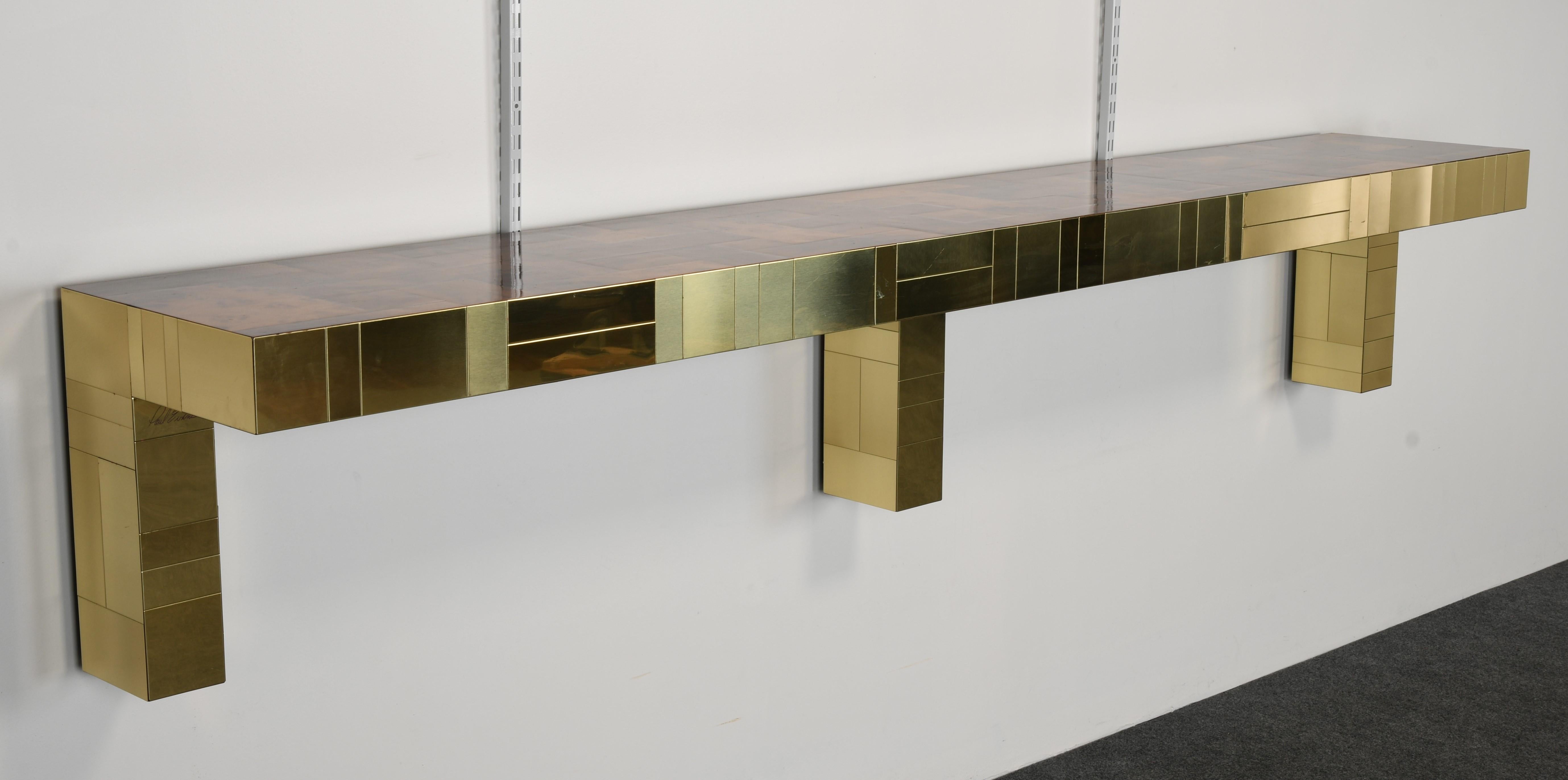 Brass Paul Evans Cityscape Console Table for Directional, USA, 1970s