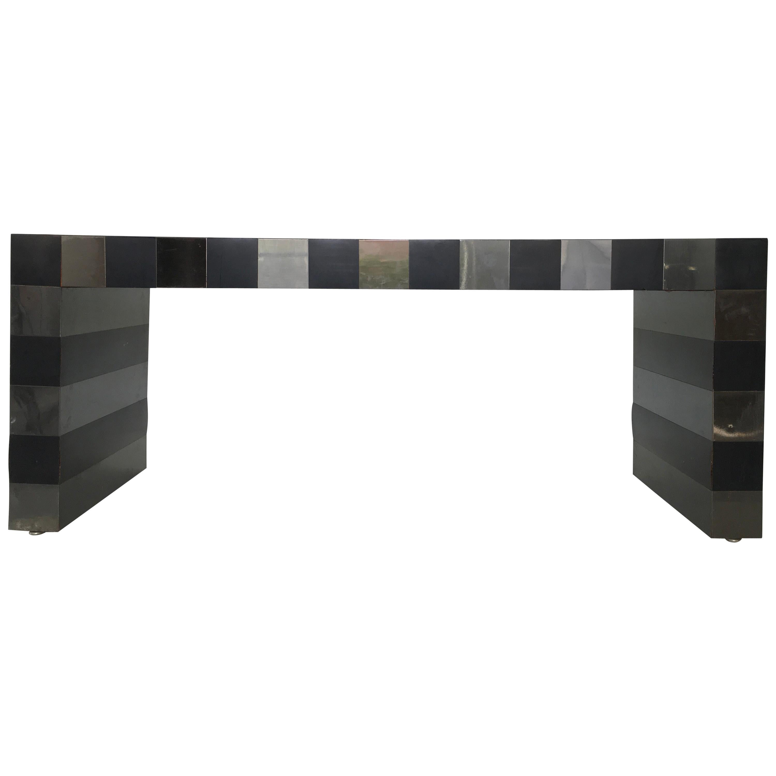 Paul Evans "Cityscape" Console Table in Gunmetal and Black For Sale