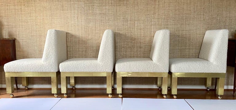 Late 20th Century Paul Evans Cityscape Cubist Dining Chairs Mid-Century Modern Boucle Fabric 1970s For Sale