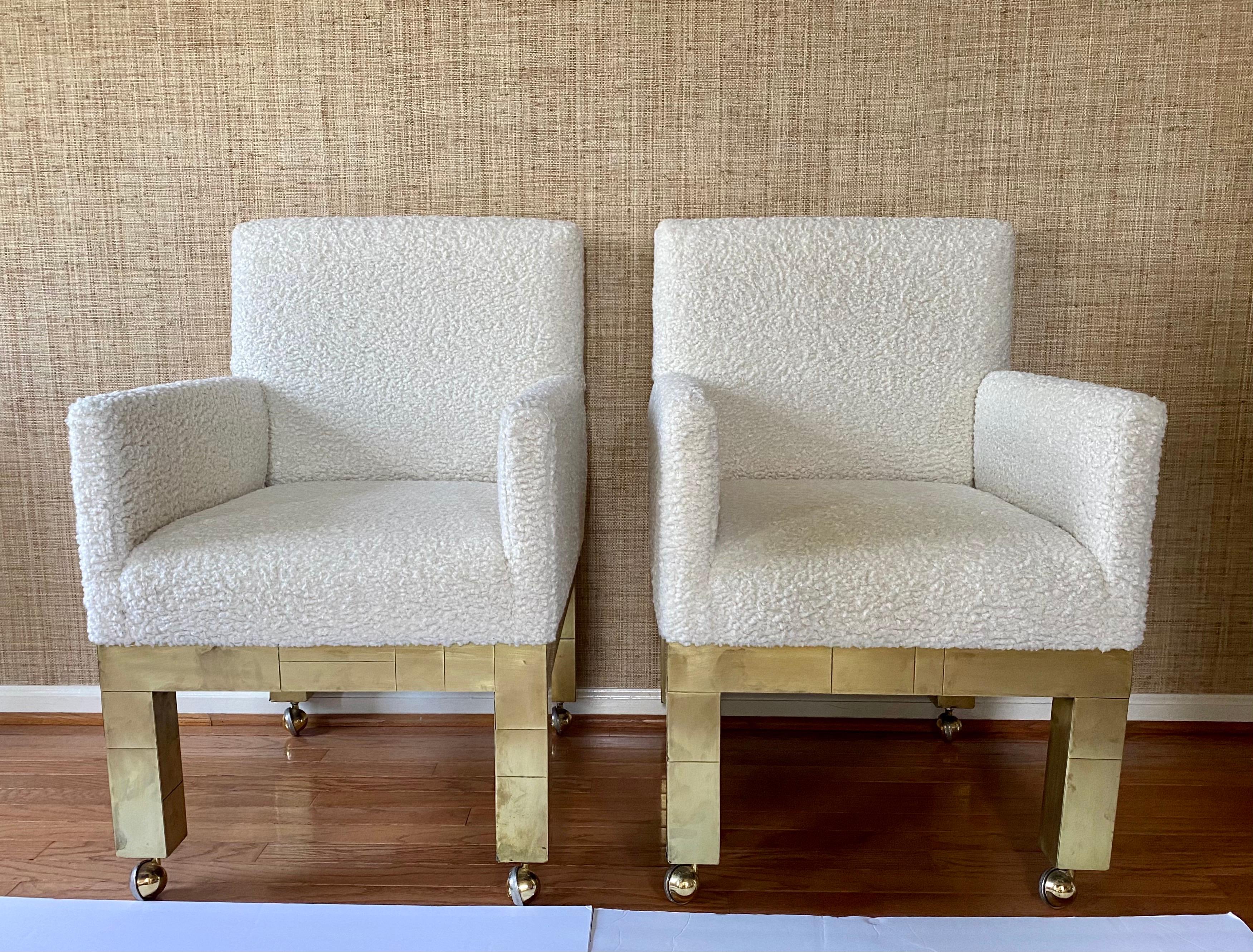 Paul Evans Cityscape Cubist Dining Chairs Mid-Century Modern Boucle Fabric 1970s In Good Condition In Lambertville, NJ