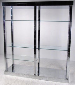 Paul Evans "Cityscape" Display Shelf in Chrome and Glass