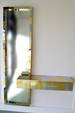 Paul Evans Cityscape Floating Console and Mirror by Directional Furniture