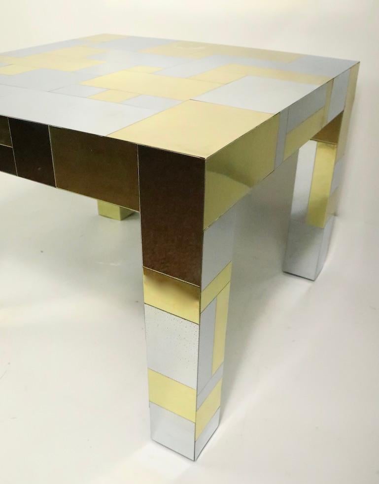 Brass Paul Evans Cityscape Game, Side Table For Sale