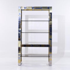 Paul Evans Cityscape Mid Century Brass and Chrome Freestanding Bookcase