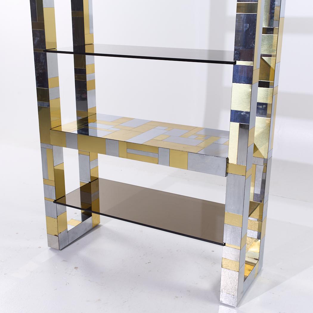 Paul Evans Cityscape Mid Century Brass and Chrome Freestanding Bookcase For Sale 1