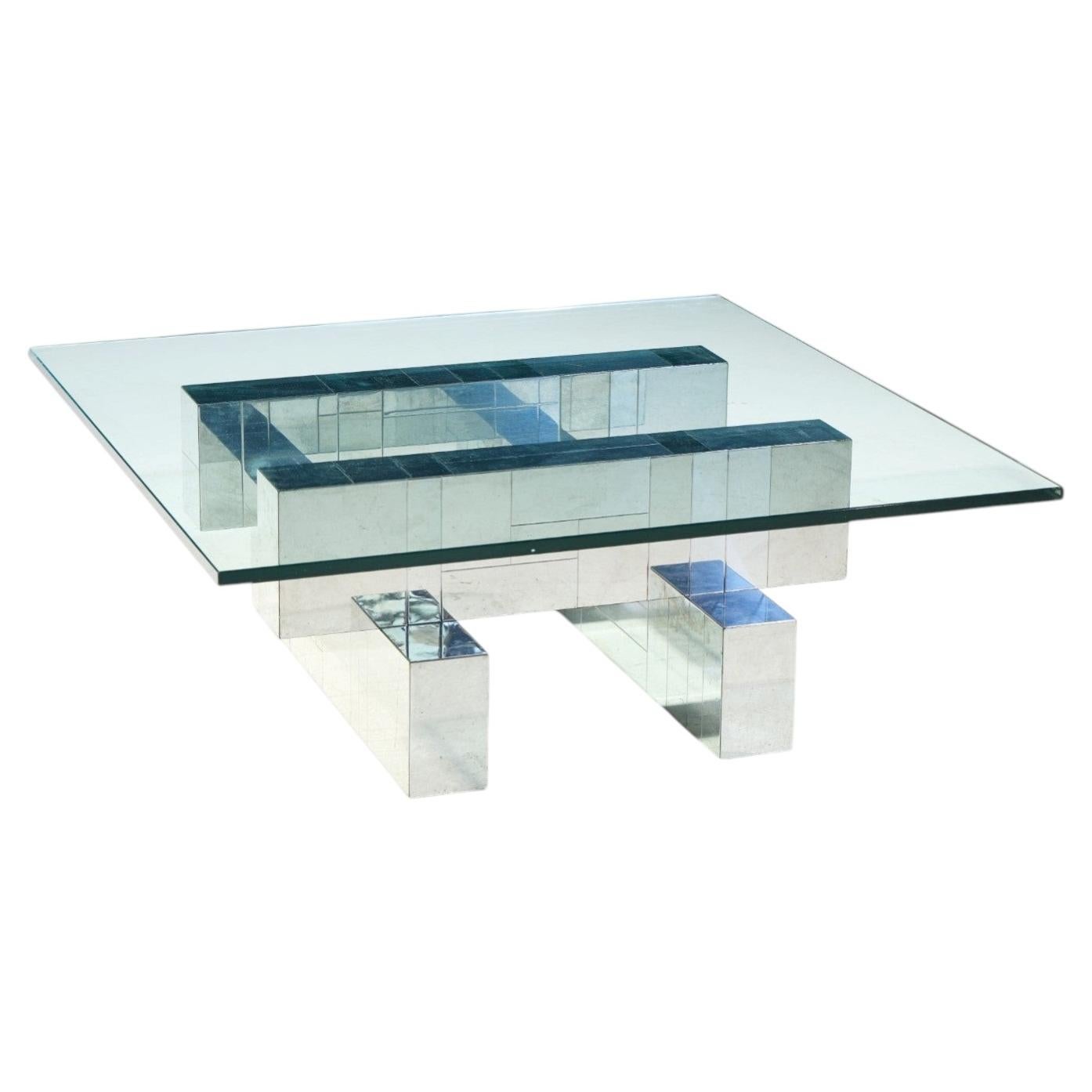Paul Evans Cityscape Mid Century Chrome and Stainless Steel Coffee Table For Sale