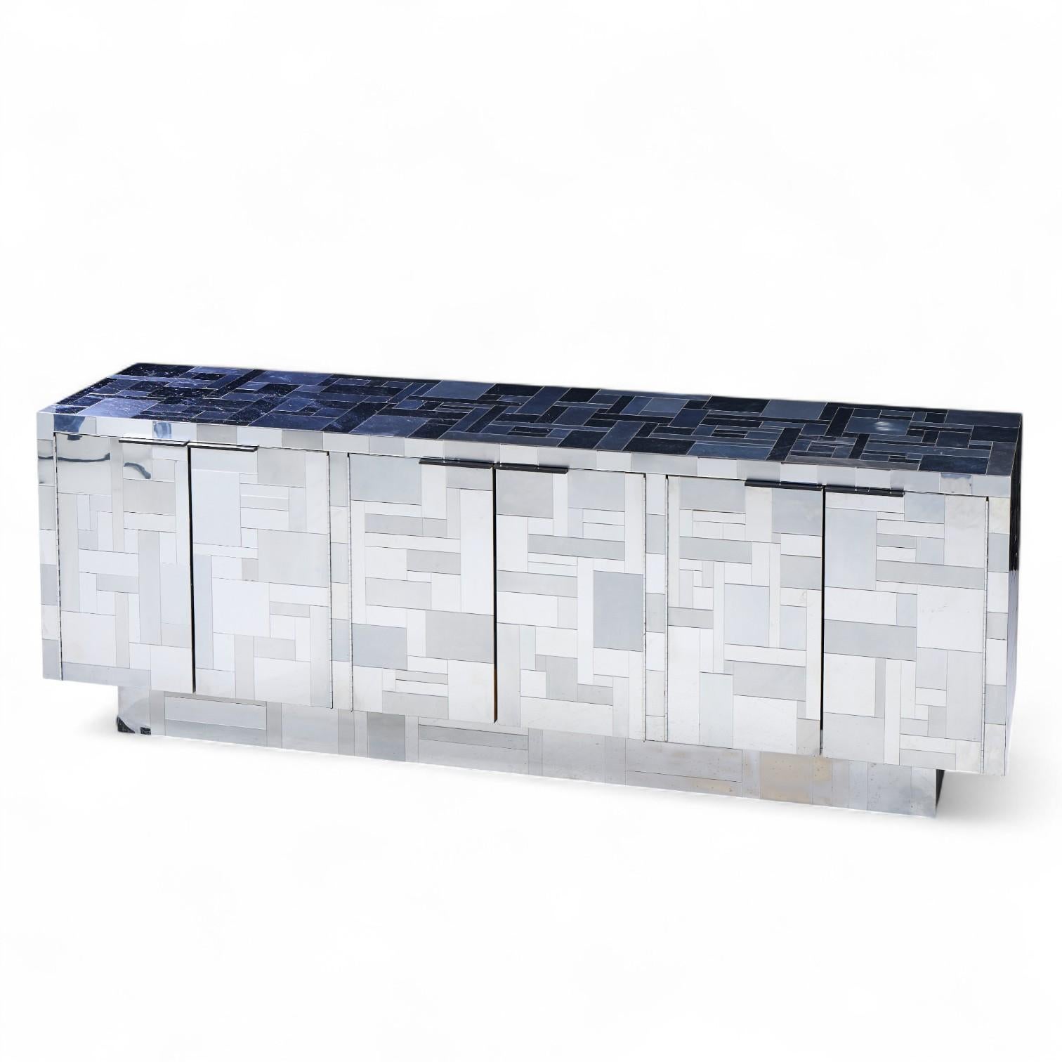 Chrome Paul Evans Cityscape Crédence chromée du milieu du siècle dernier en vente