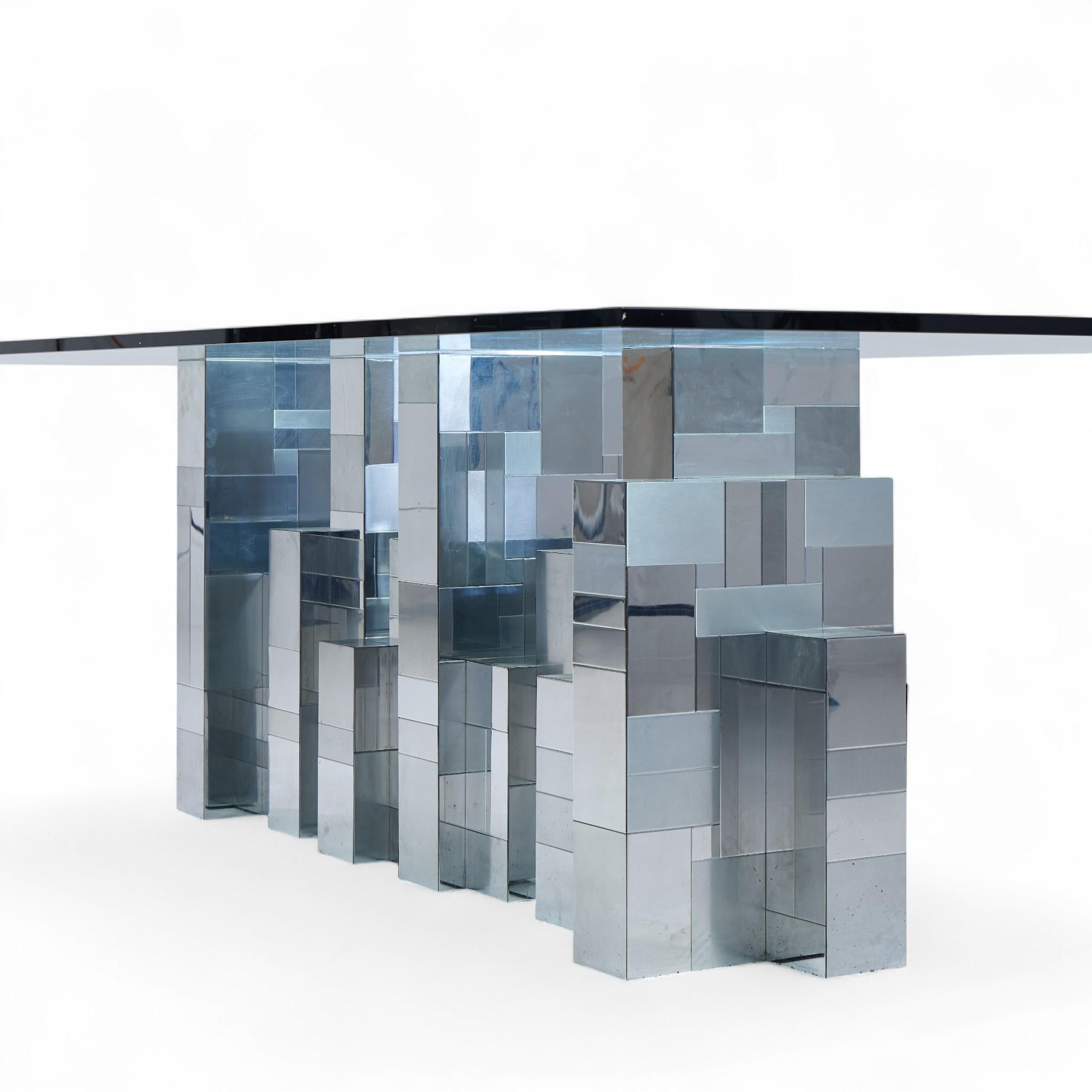 American Paul Evans Cityscape Mid Century Chrome Dining Table For Sale