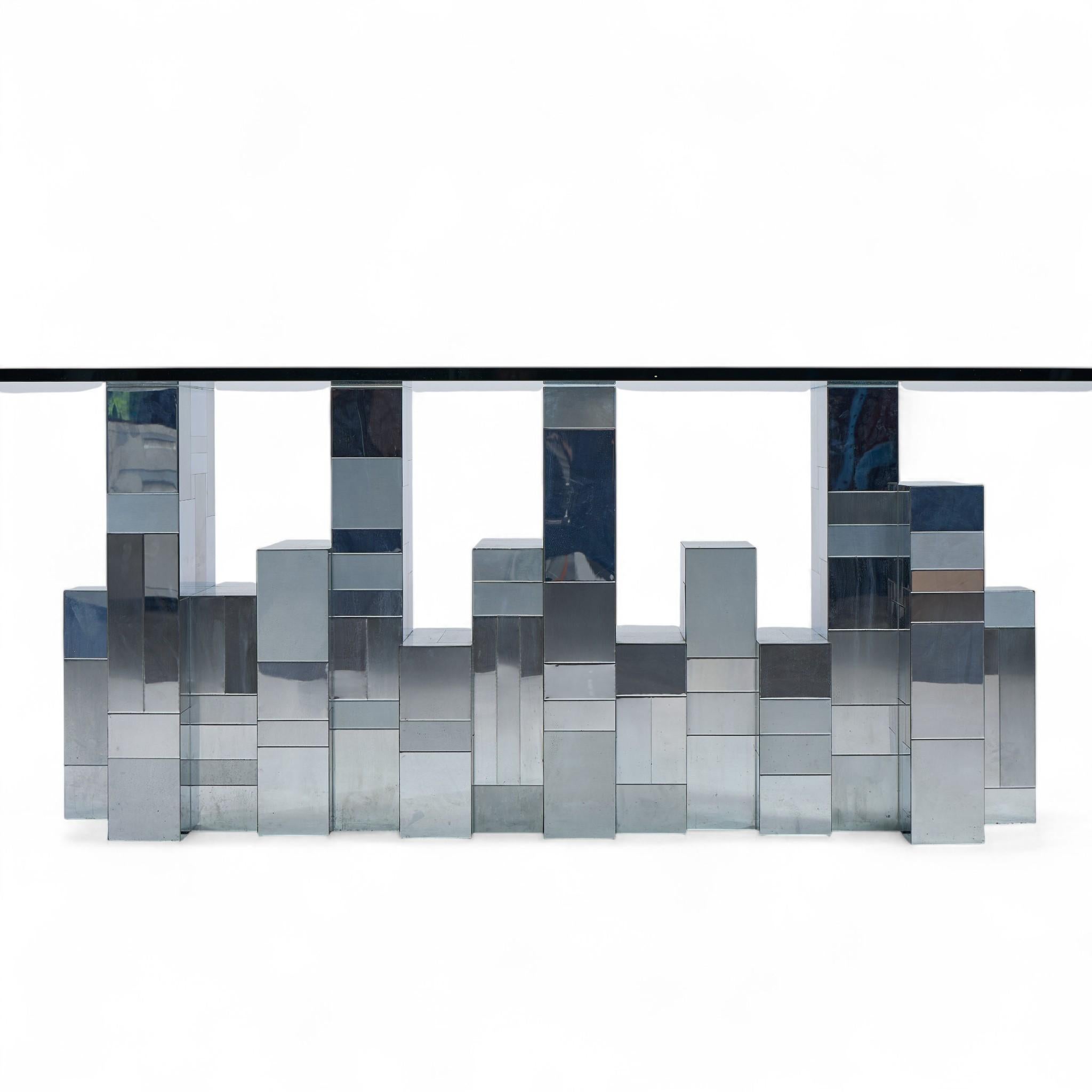 Paul Evans Cityscape Mid Century Chrome Dining Table In Good Condition For Sale In Franklin Park, IL
