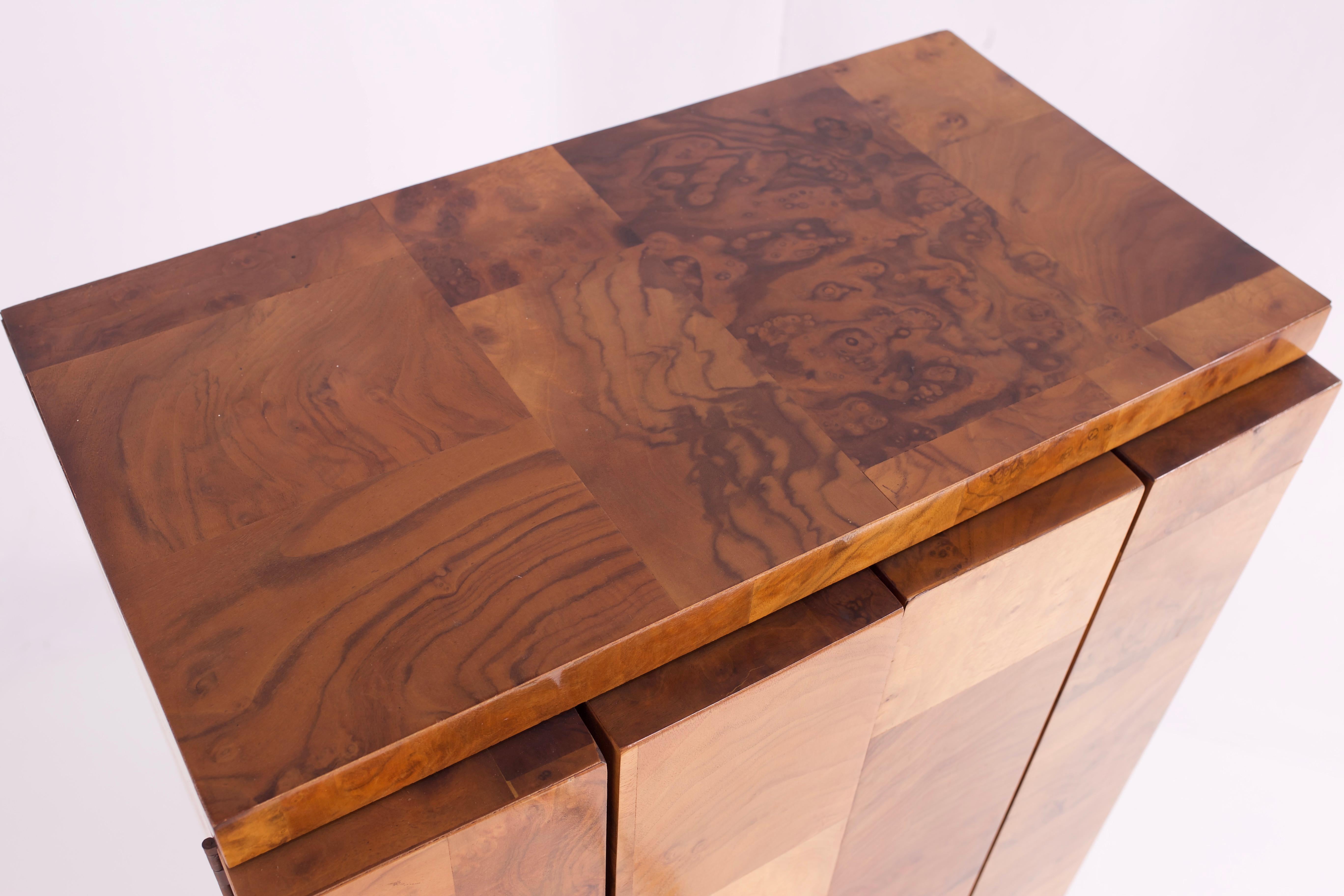 Paul Evans Mid Century Burl Wood Floating Display Cabinet For Sale 1