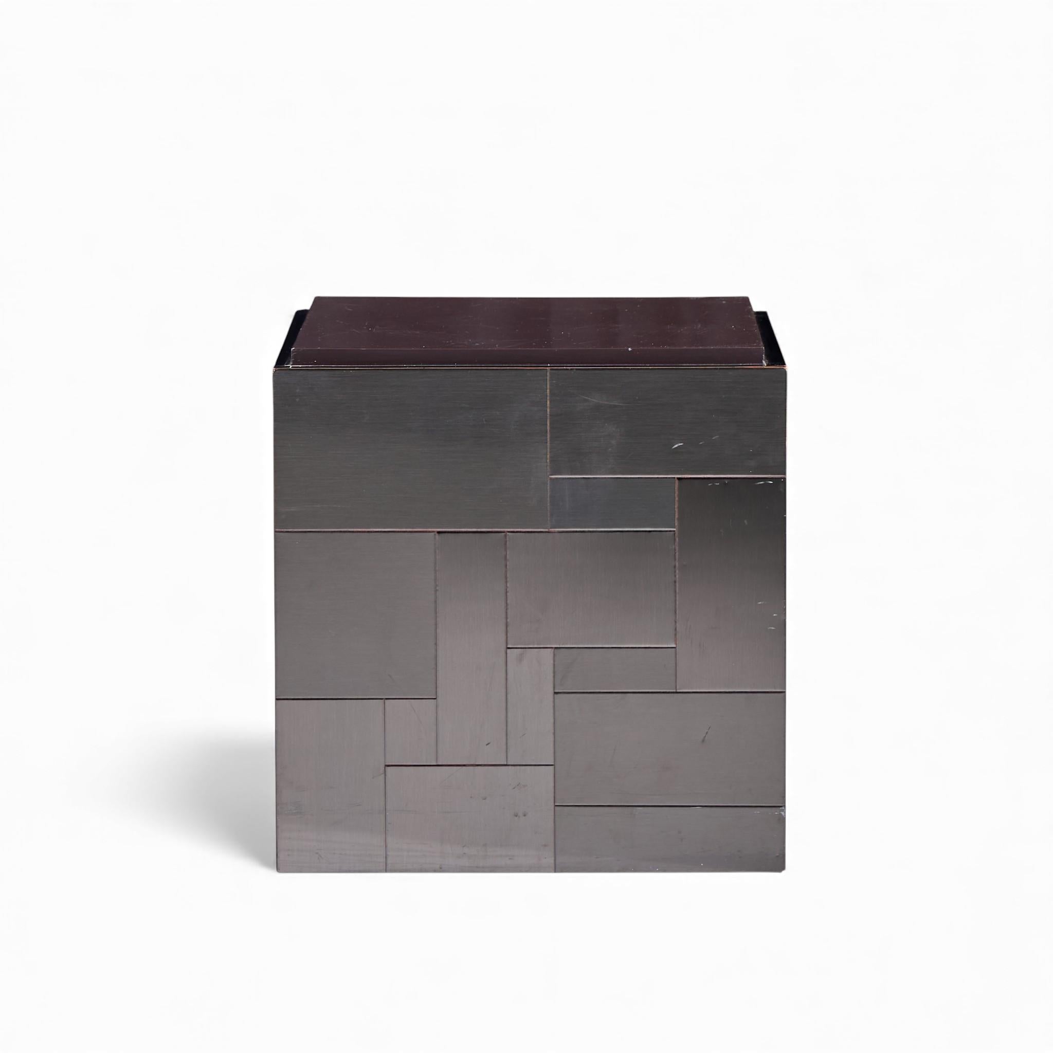 American Paul Evans Cityscape Mid Century Gunmetal Cube Side End Tables - Pair For Sale