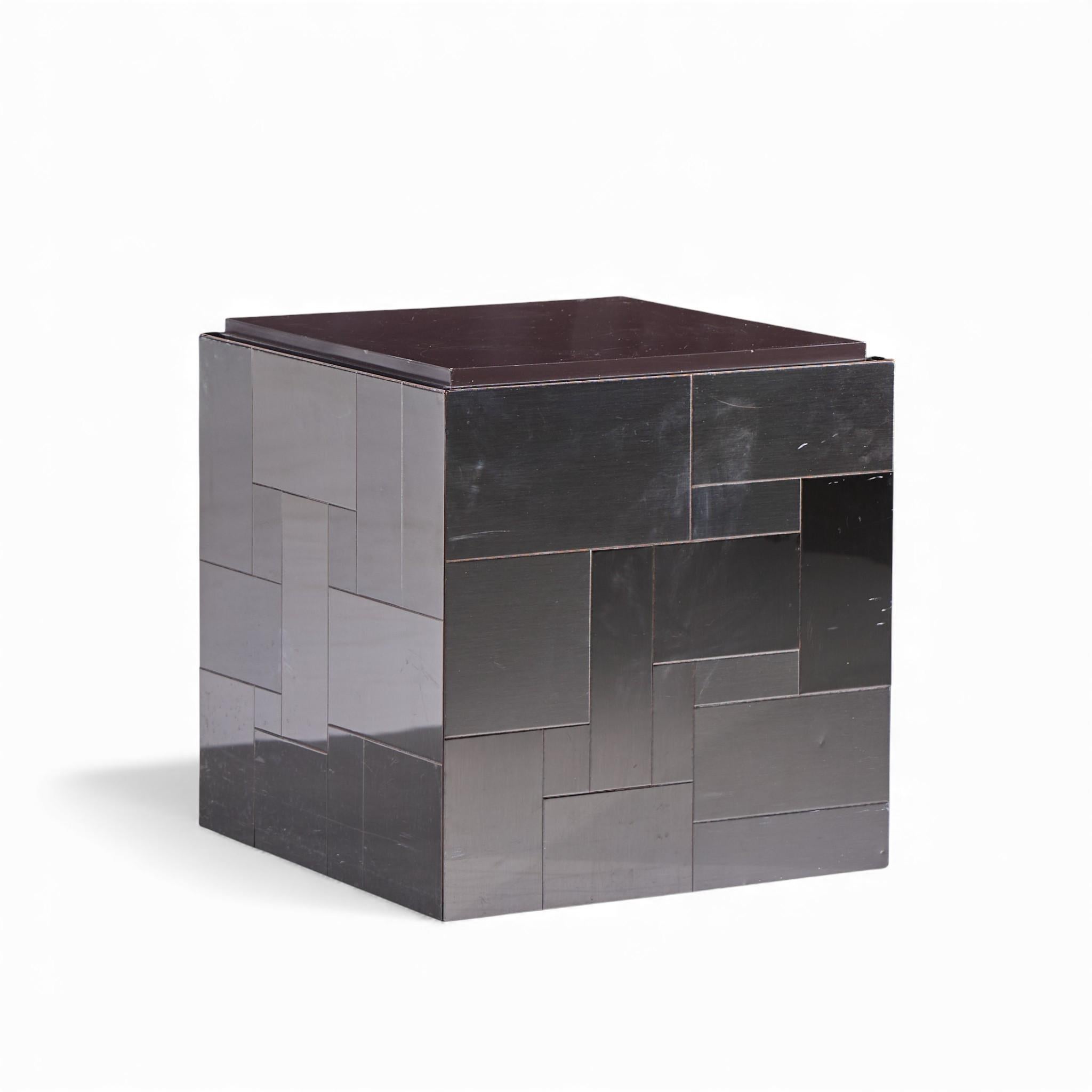 20th Century Paul Evans Cityscape Mid Century Gunmetal Cube Side End Tables - Pair For Sale