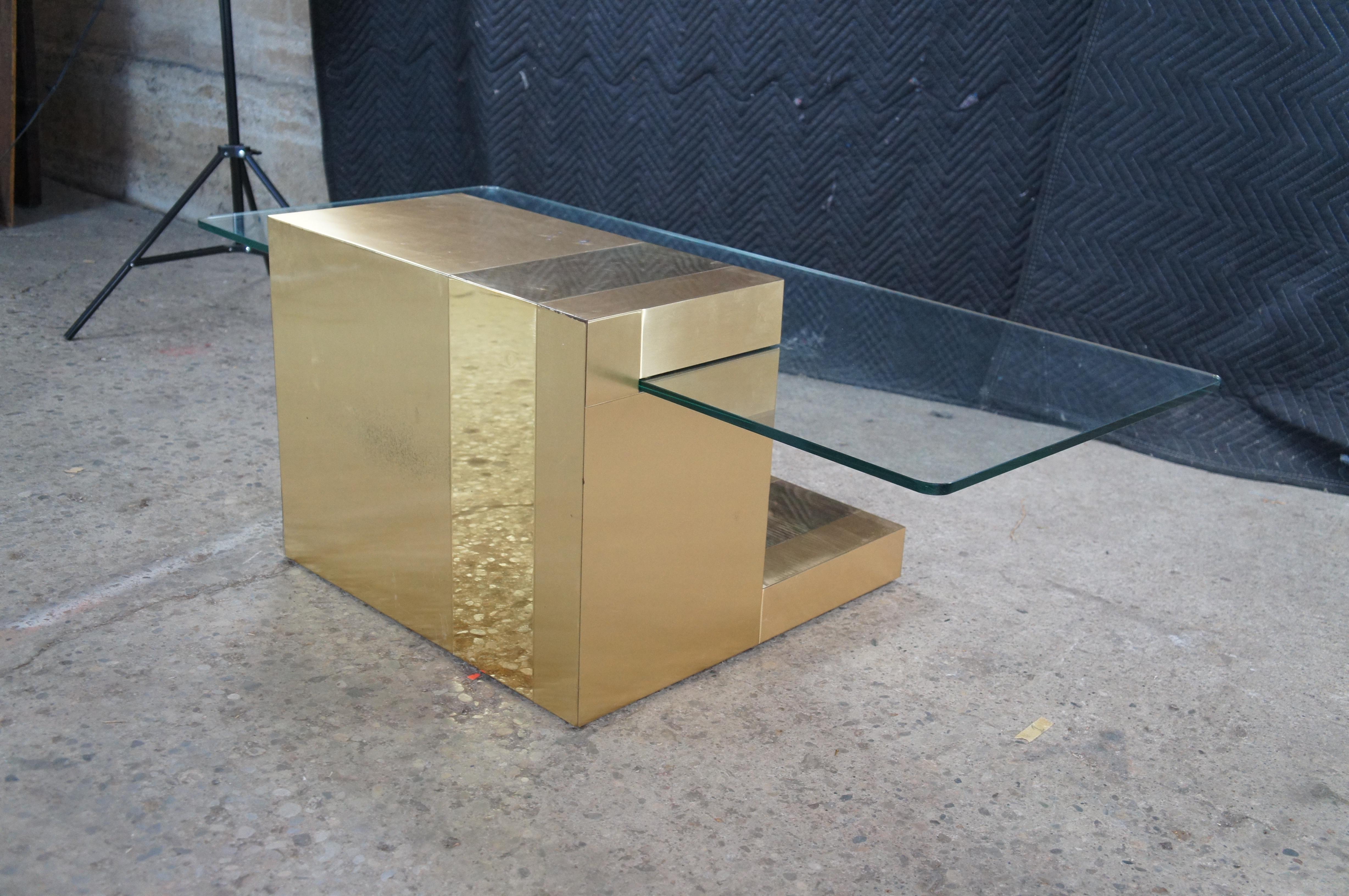 Paul Evans Cityscape Mid Century Modern Cantilever Floating Gold Coffee Table For Sale 4
