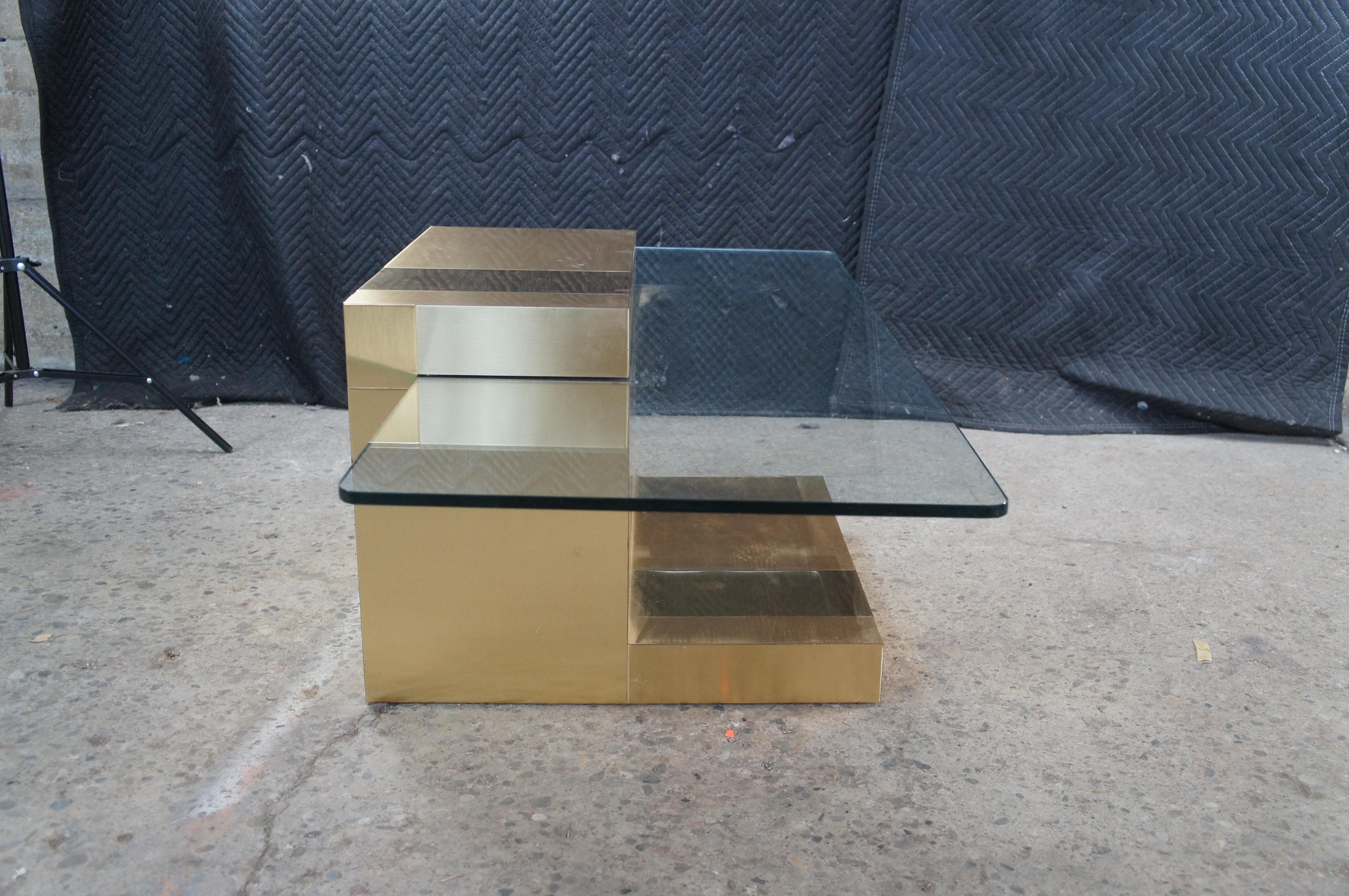 Paul Evans Cityscape Mid Century Modern Cantilever Floating Gold Coffee Table For Sale 5