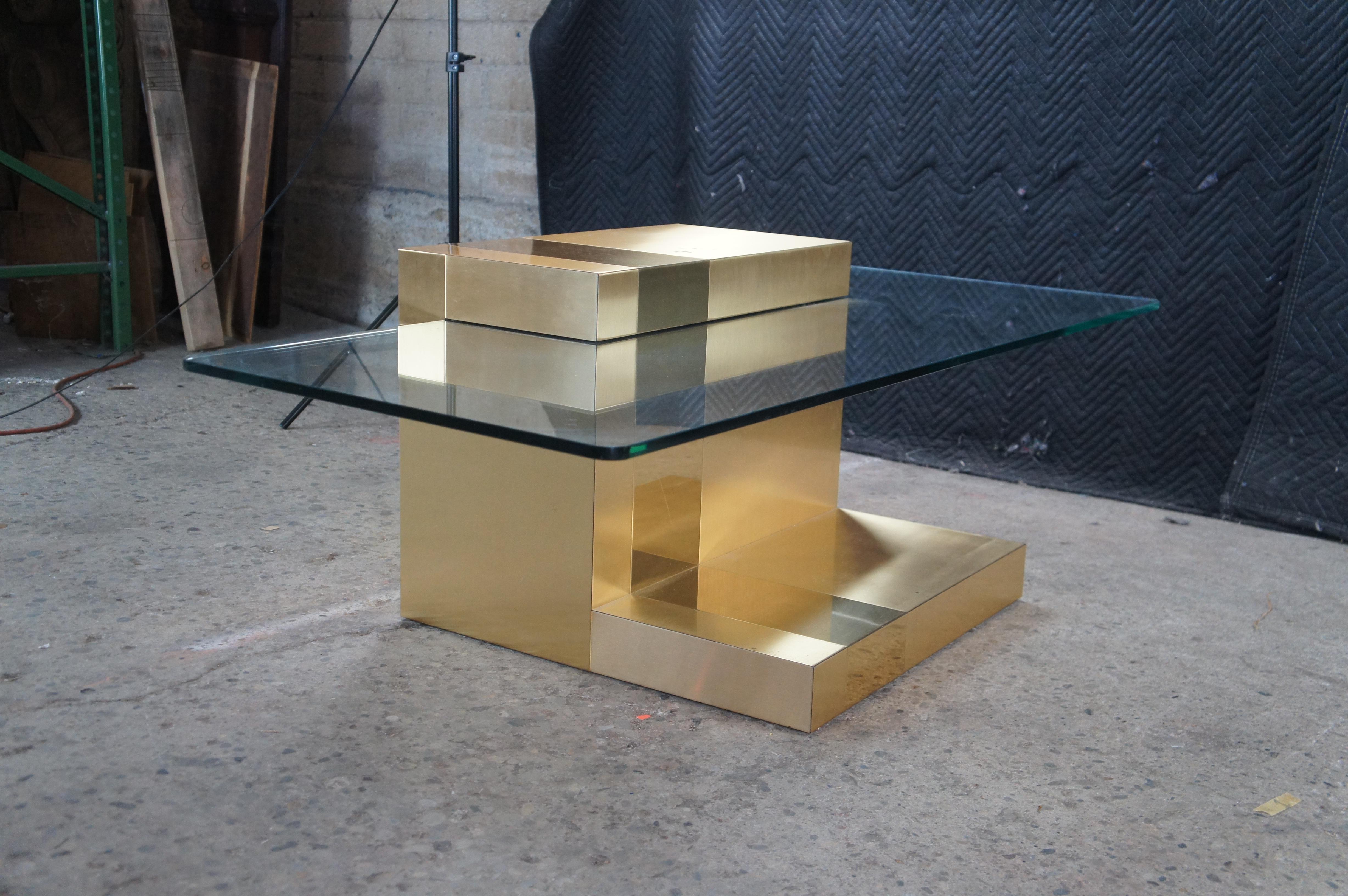 Paul Evans Cityscape Mid Century Modern Cantilever Floating Gold Coffee Table For Sale 6