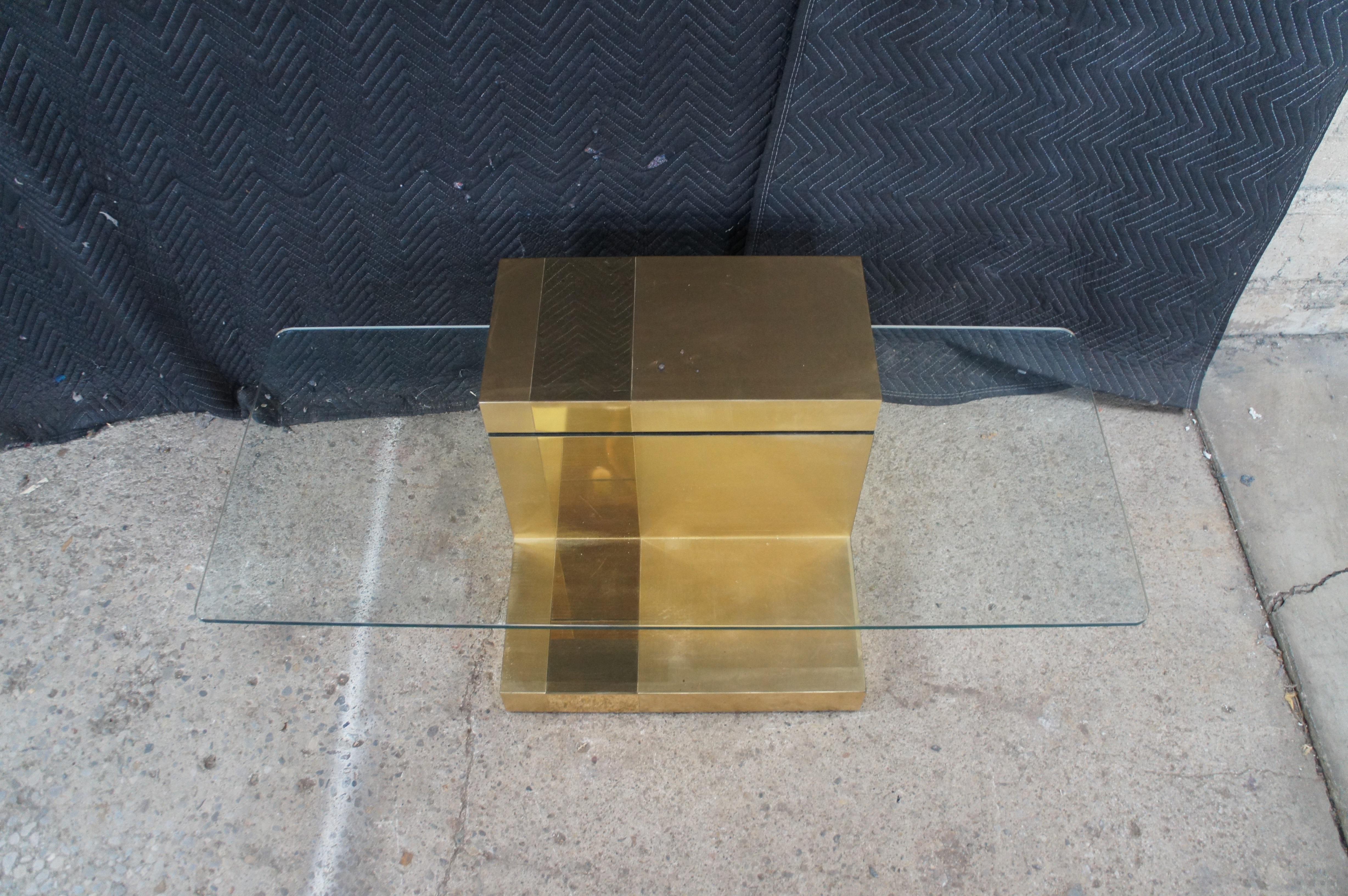 Paul Evans Cityscape Mid Century Modern Cantilever Floating Gold Coffee Table In Fair Condition For Sale In Dayton, OH