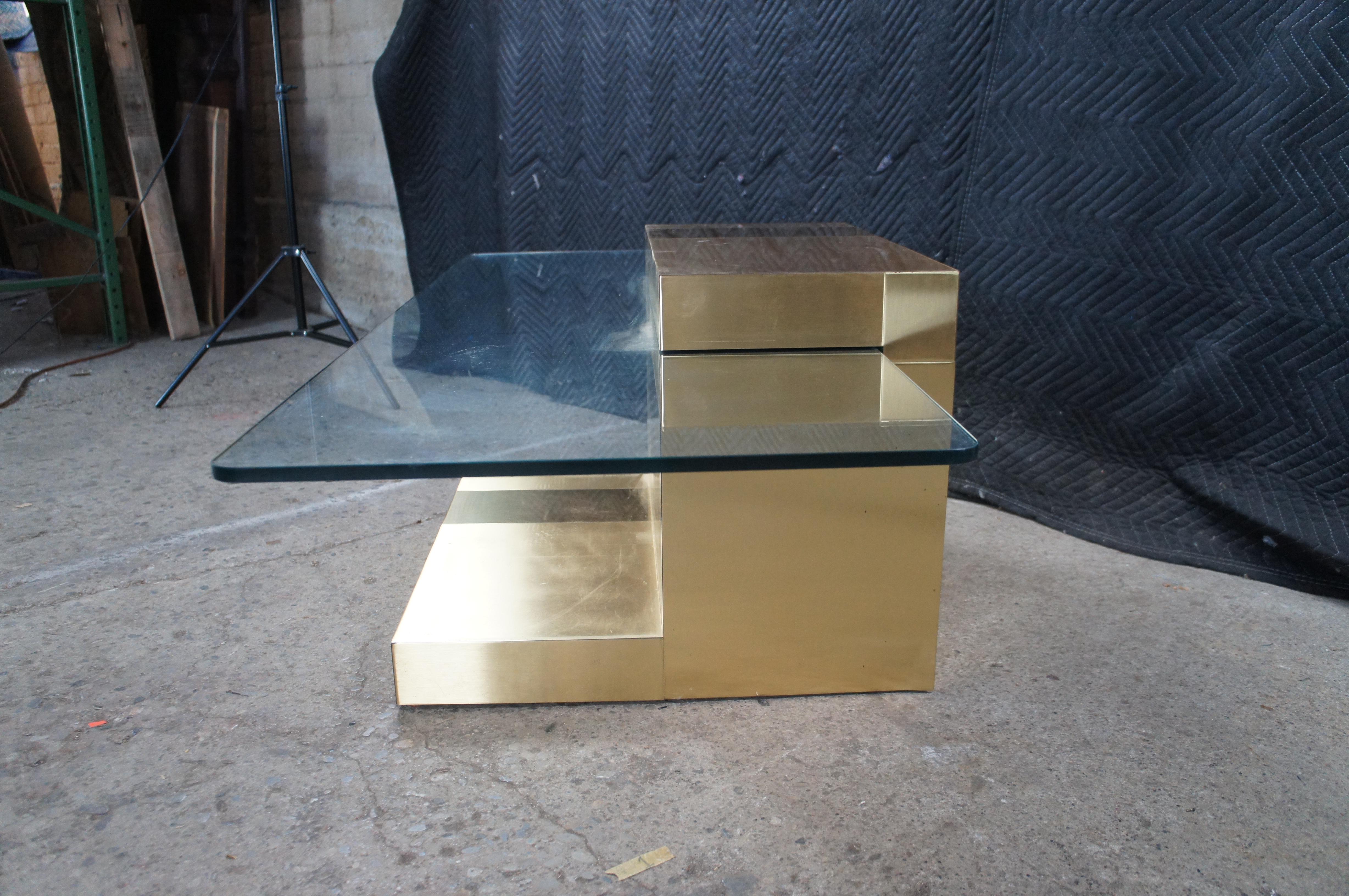 Paul Evans Cityscape Mid Century Modern Cantilever Floating Gold Coffee Table For Sale 1